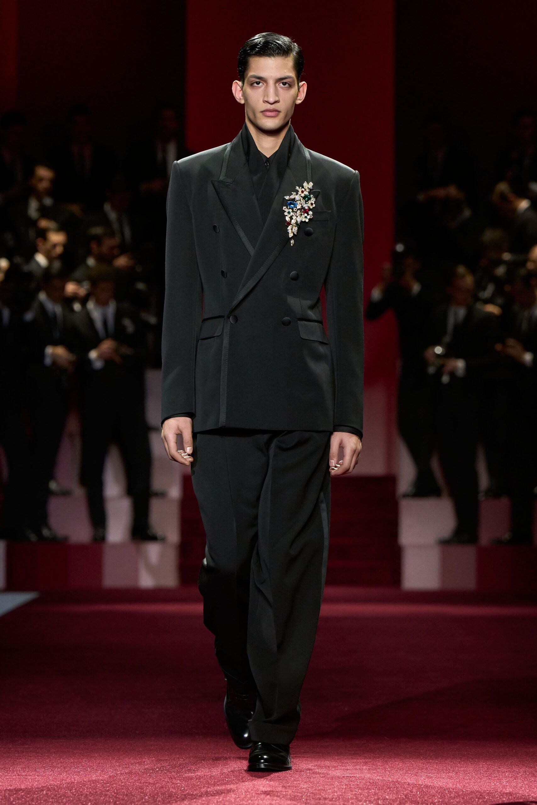 black tailored suit with shoes