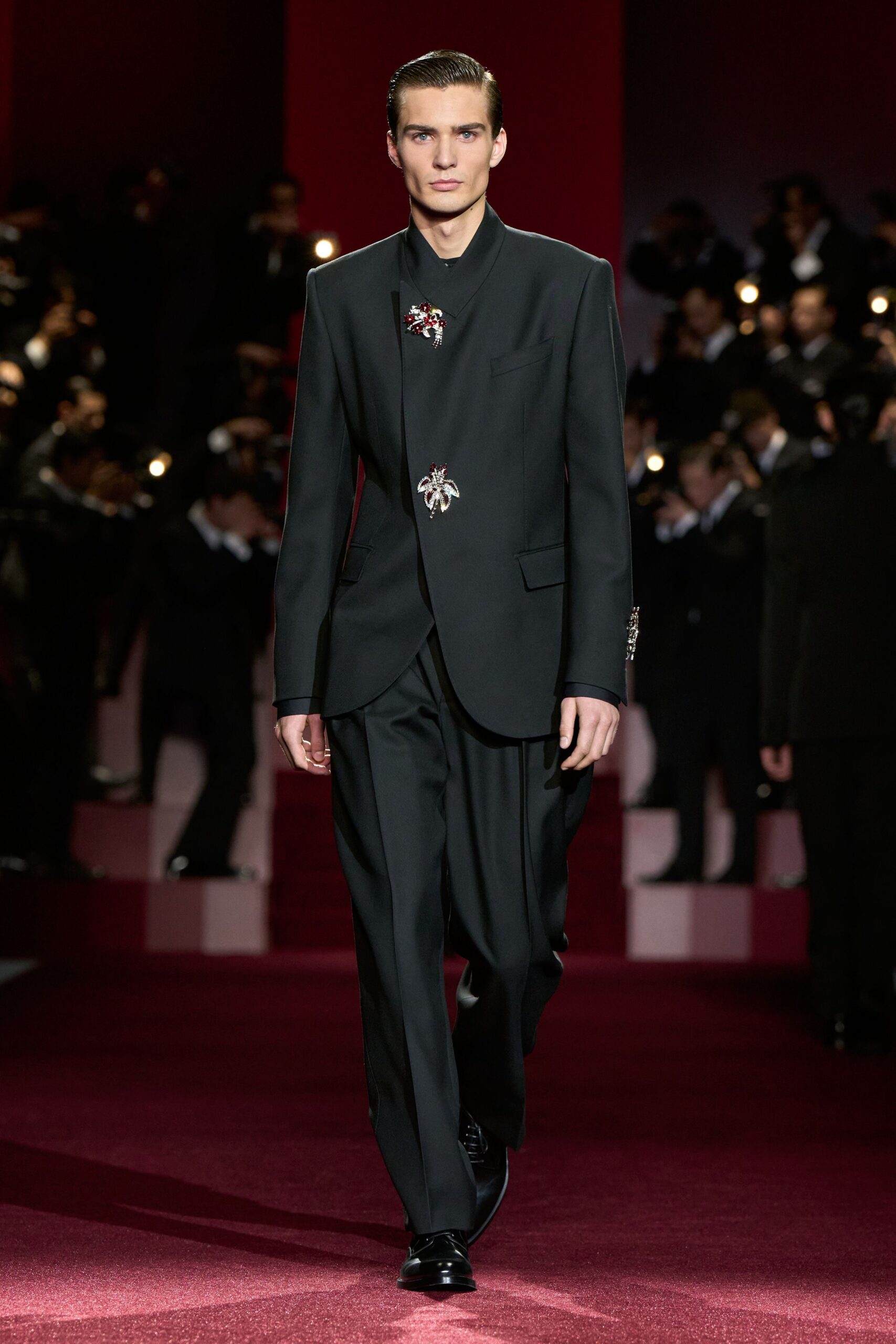 black tailored suit with shoes