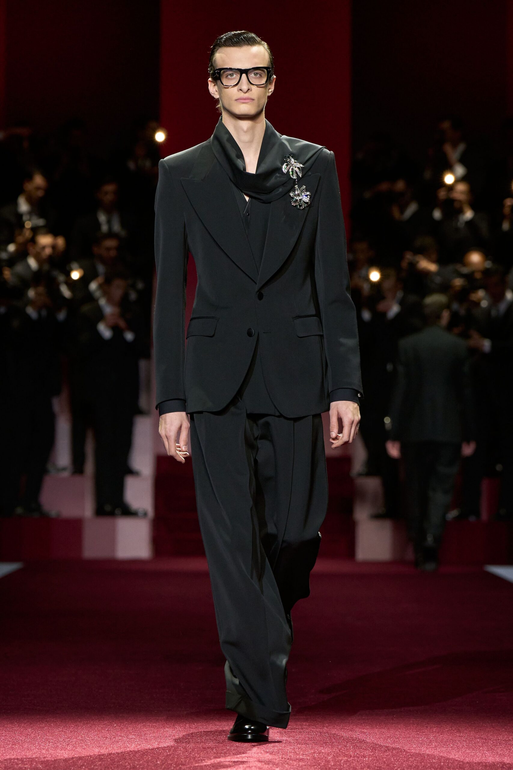 black tailored suit with shoes