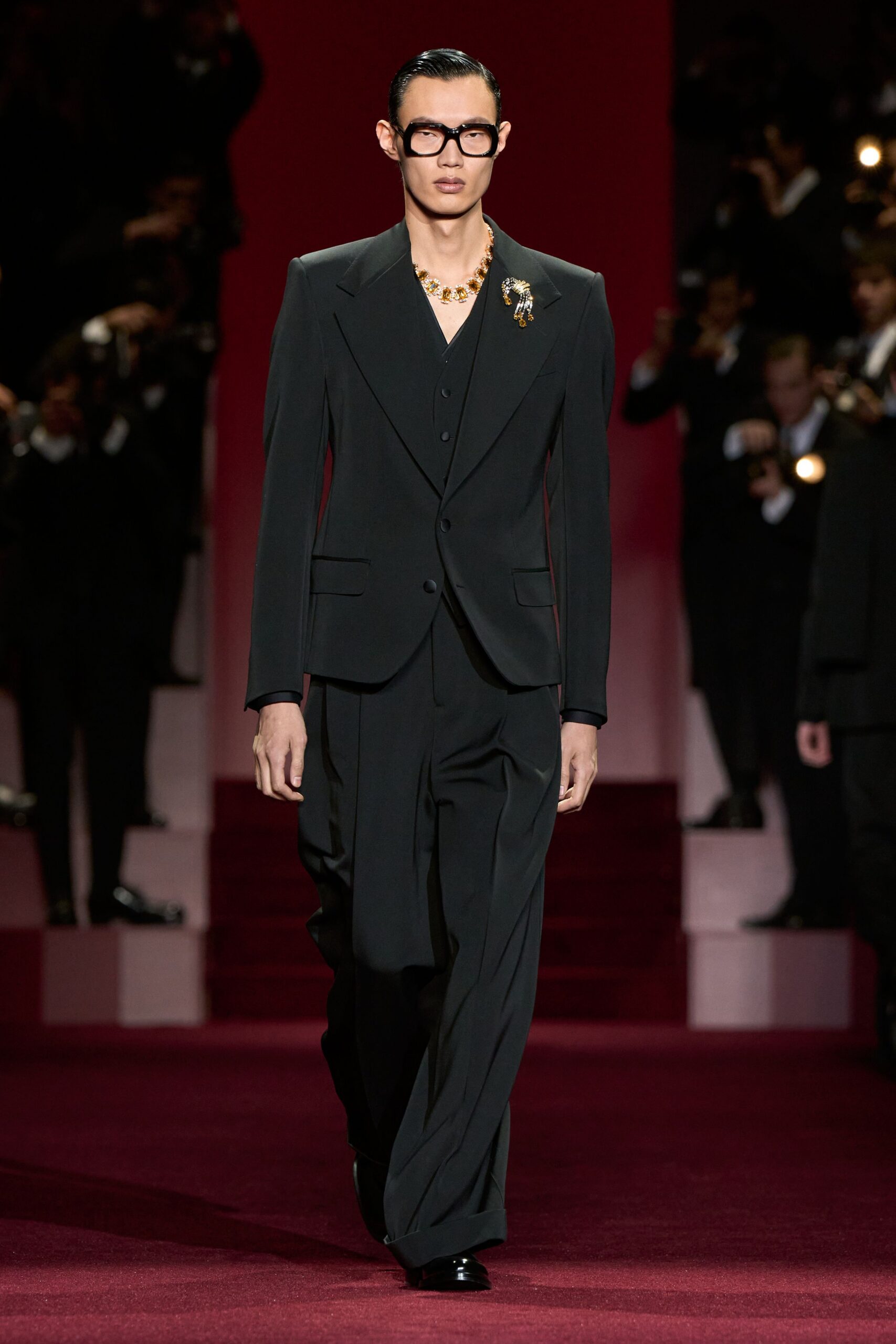 black tailored suit with shoes