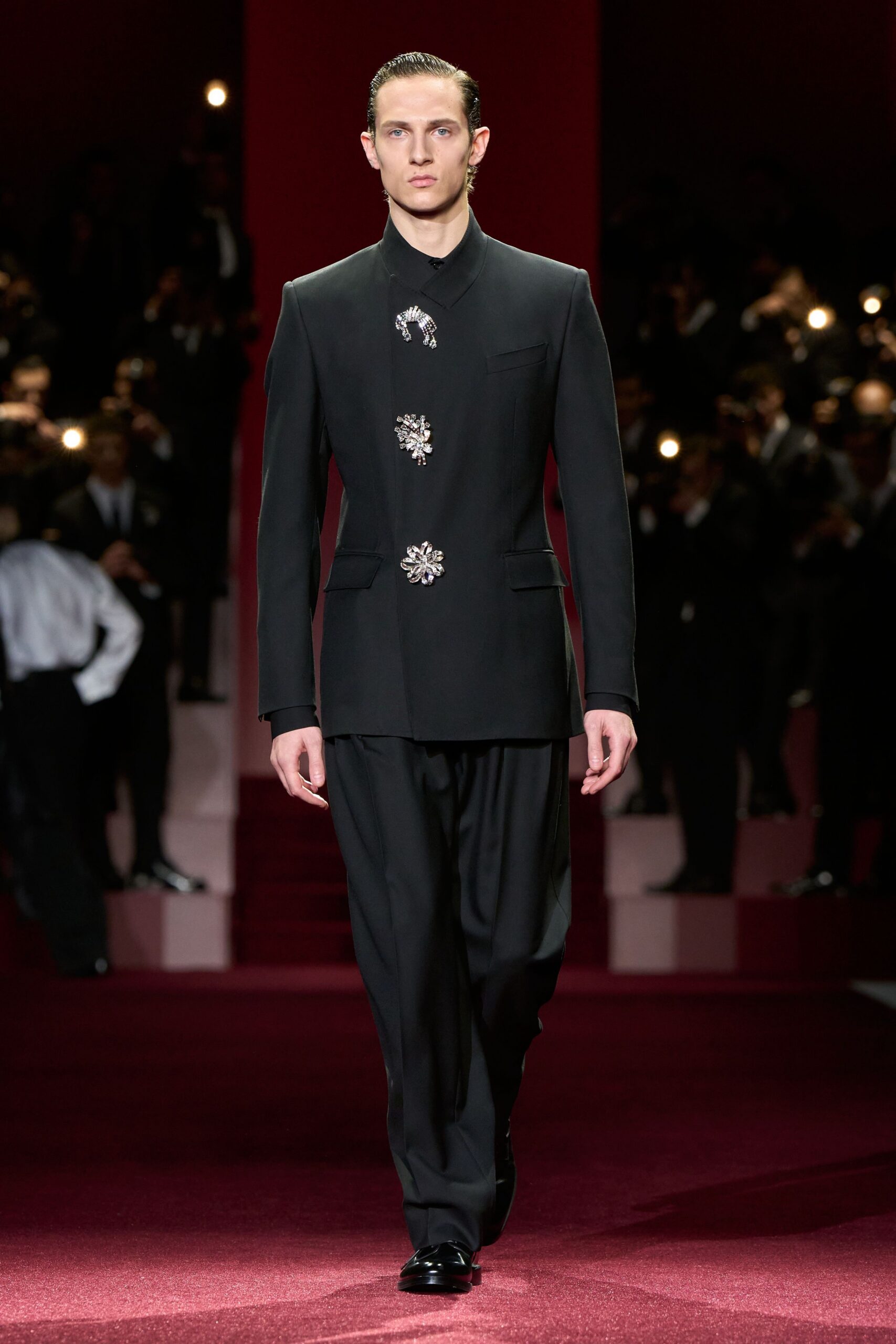 black tailored suit with shoes