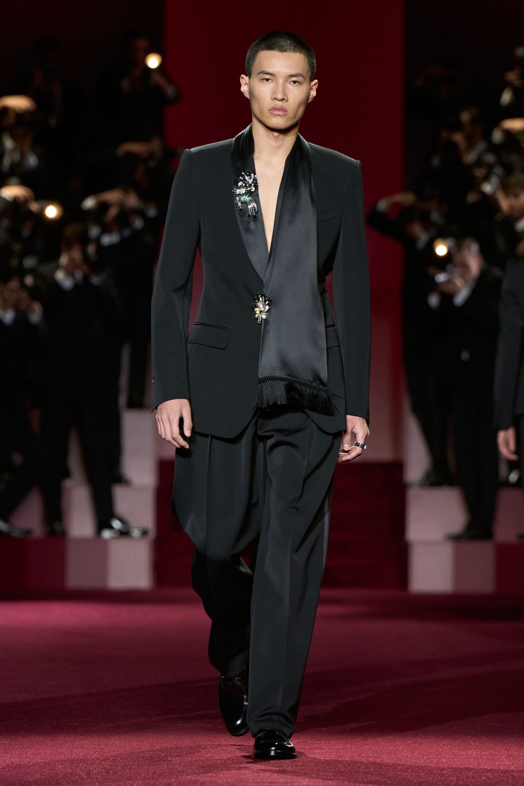 black tailored suit with shoes