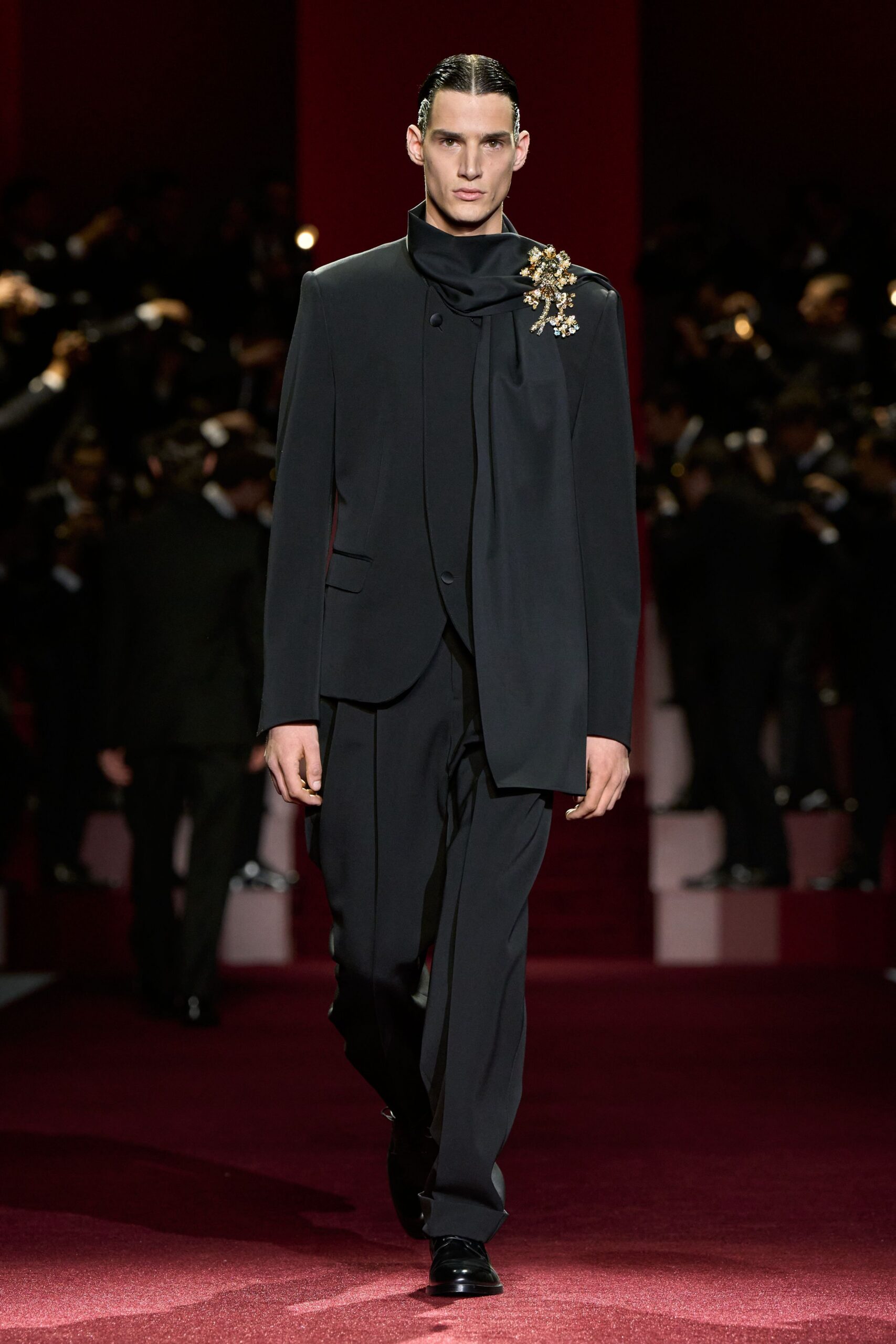 black tailored suit with shoes
