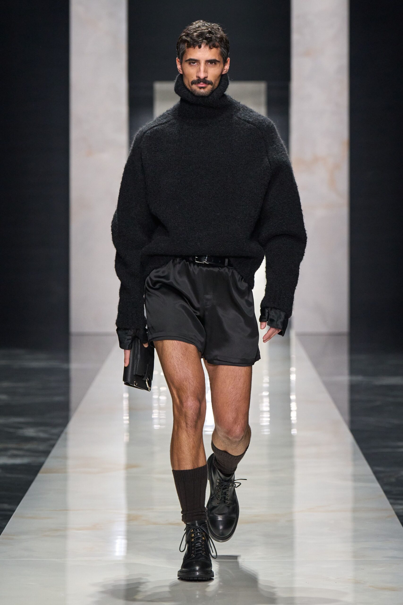 black silk relaxed zippered short shorts