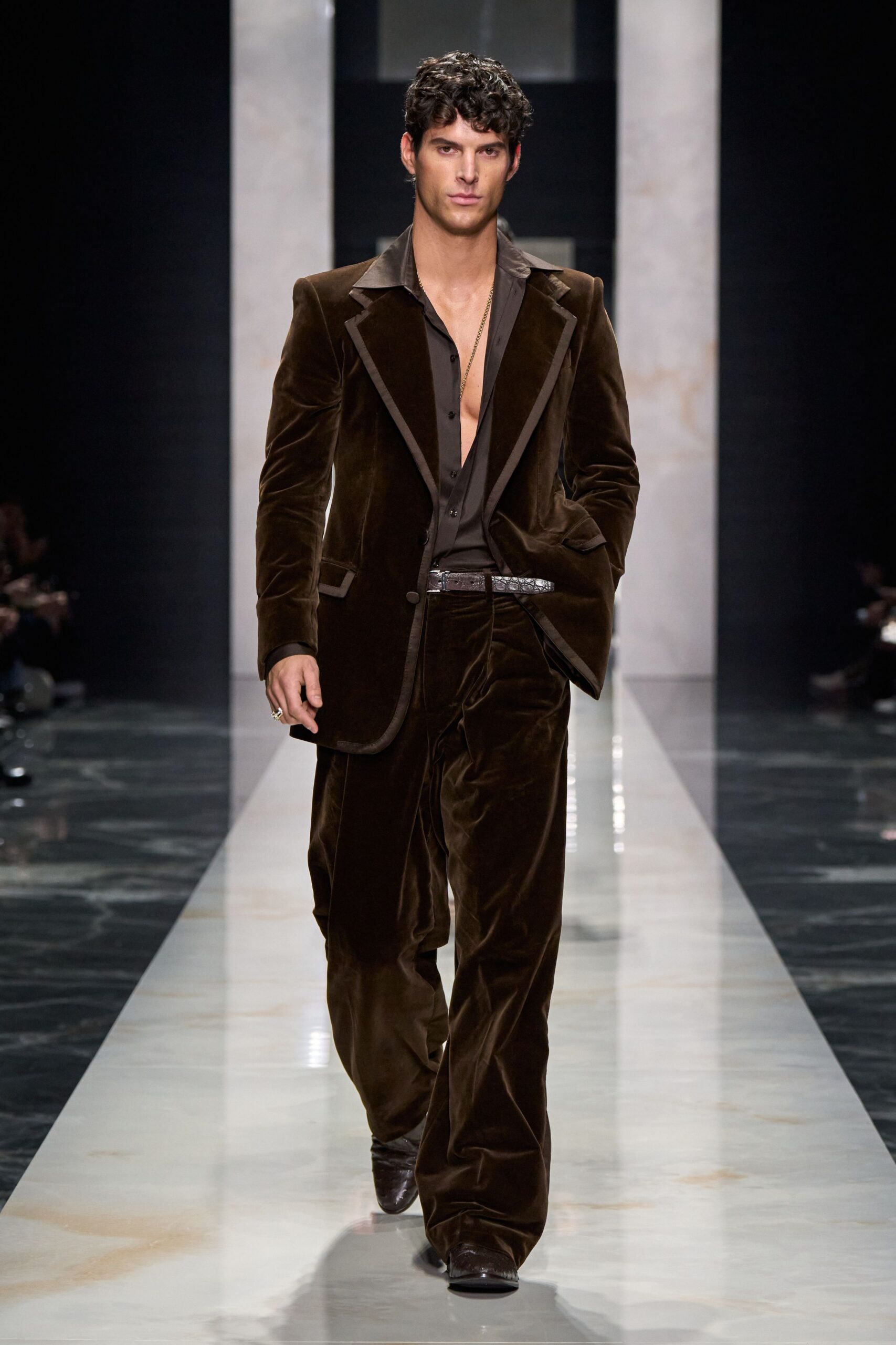 brown velvet tailored suit