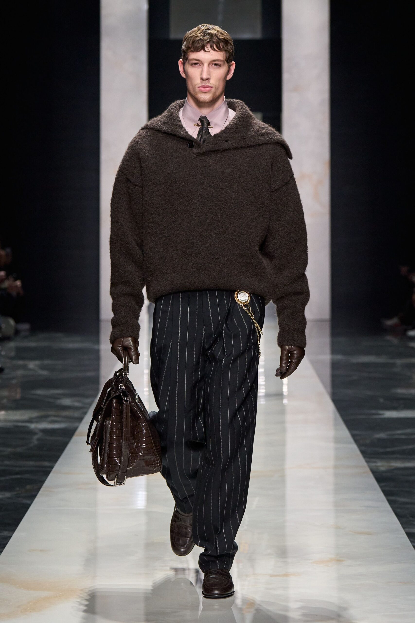 brown leather gloves