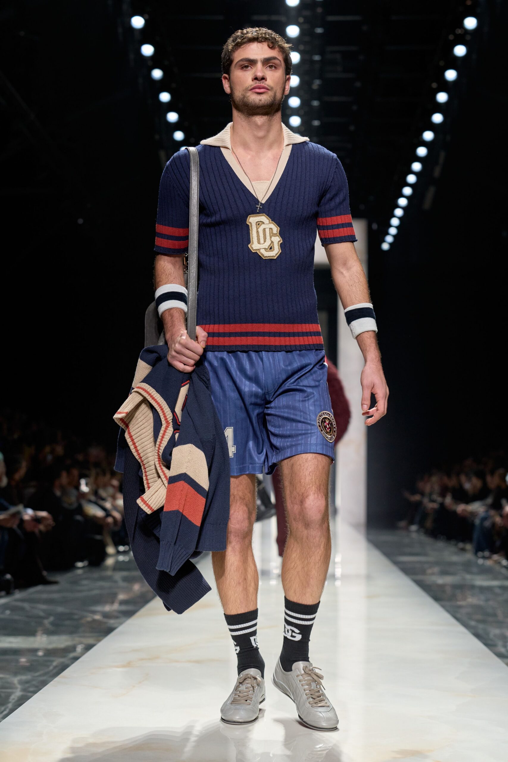 navy red striped top with shorts