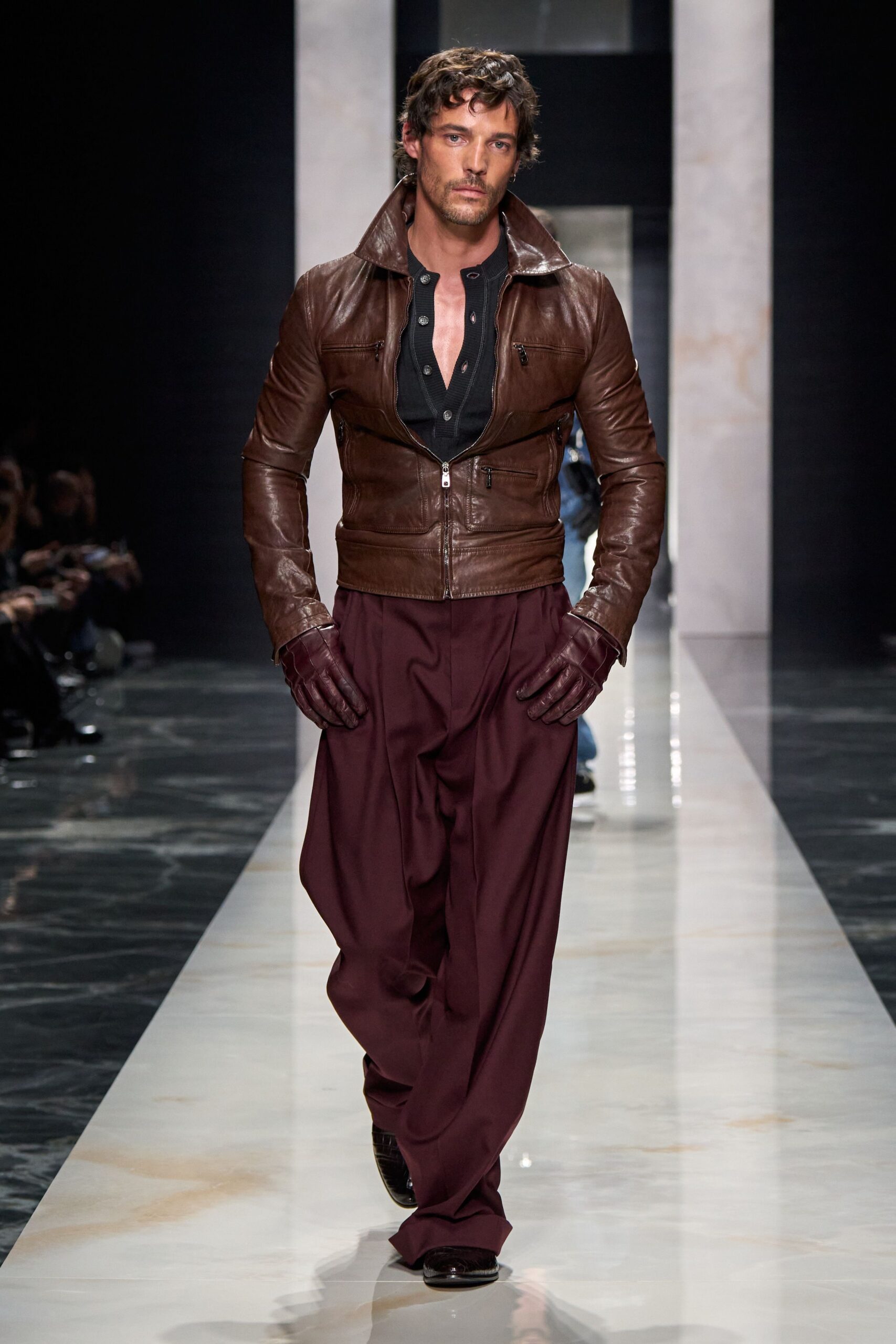 brown leather gloves