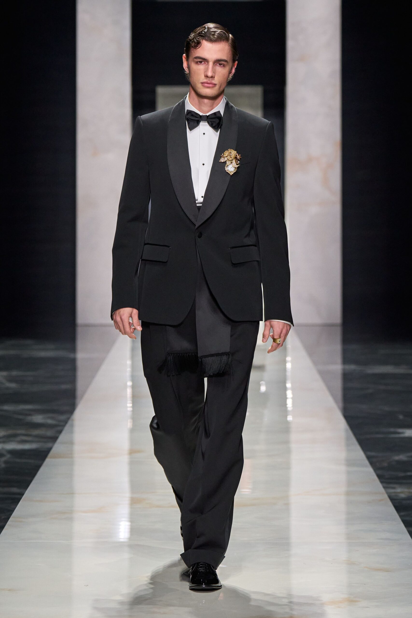 black tailored suit with shoes