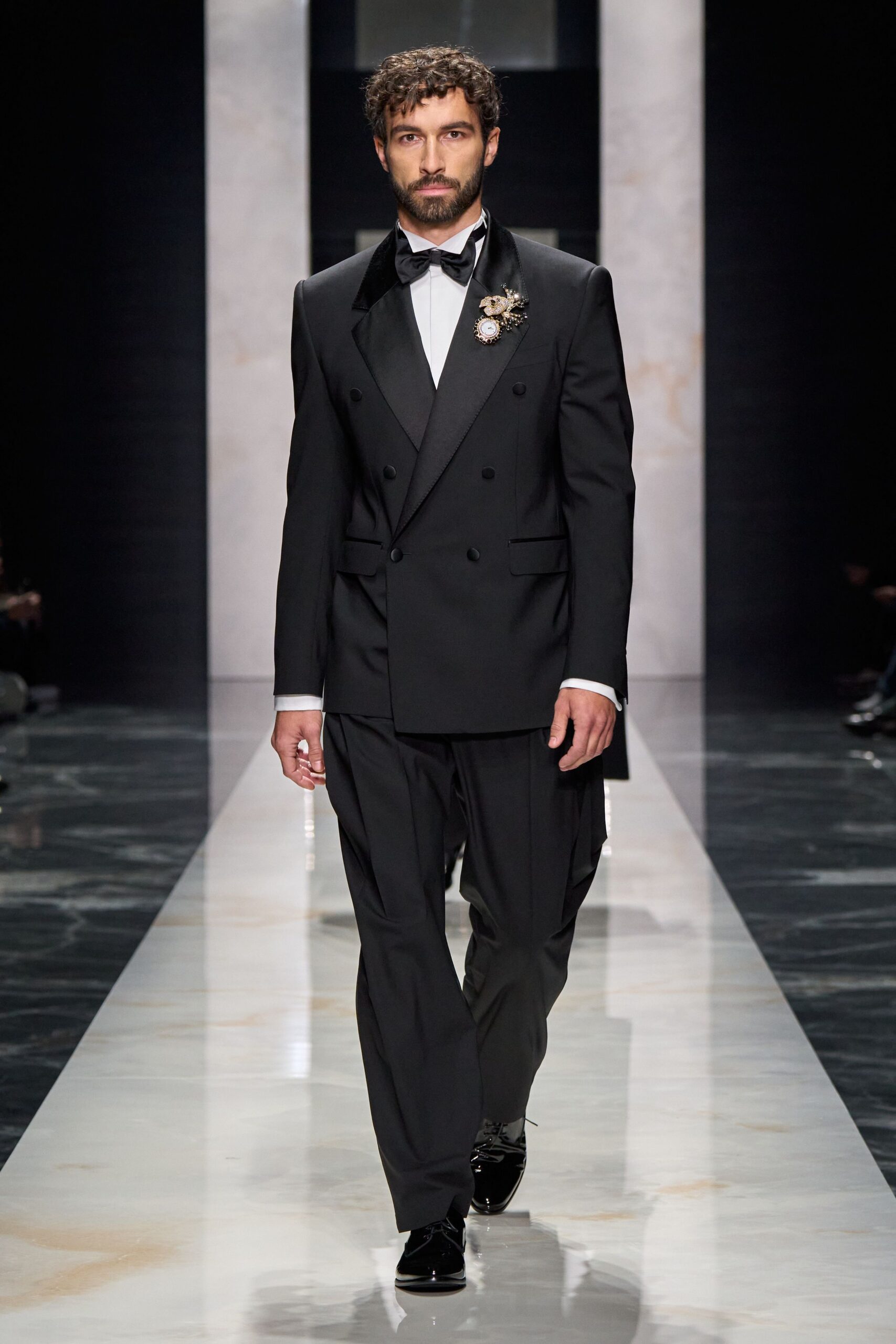 black tailored suit with shoes