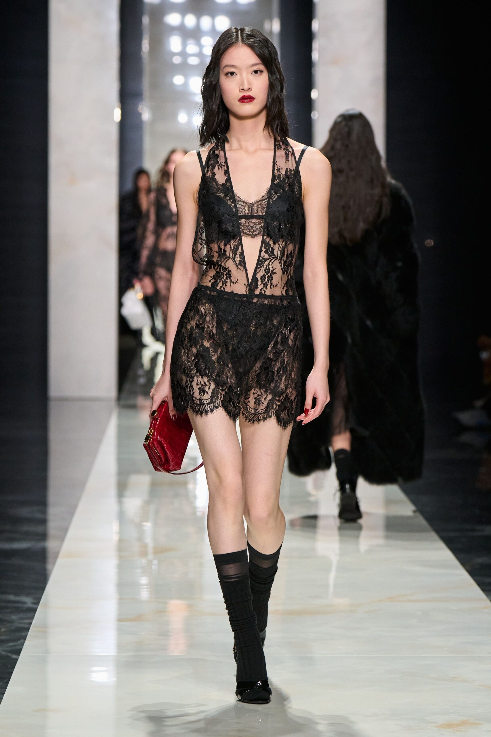 black lace sleeveless v-neck fitted sheer top