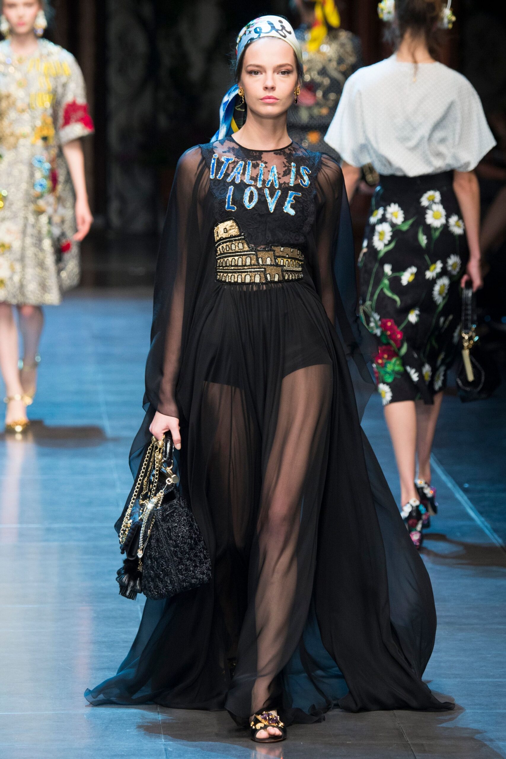 black chiffon long-sleeve v-neck fitted draped gown