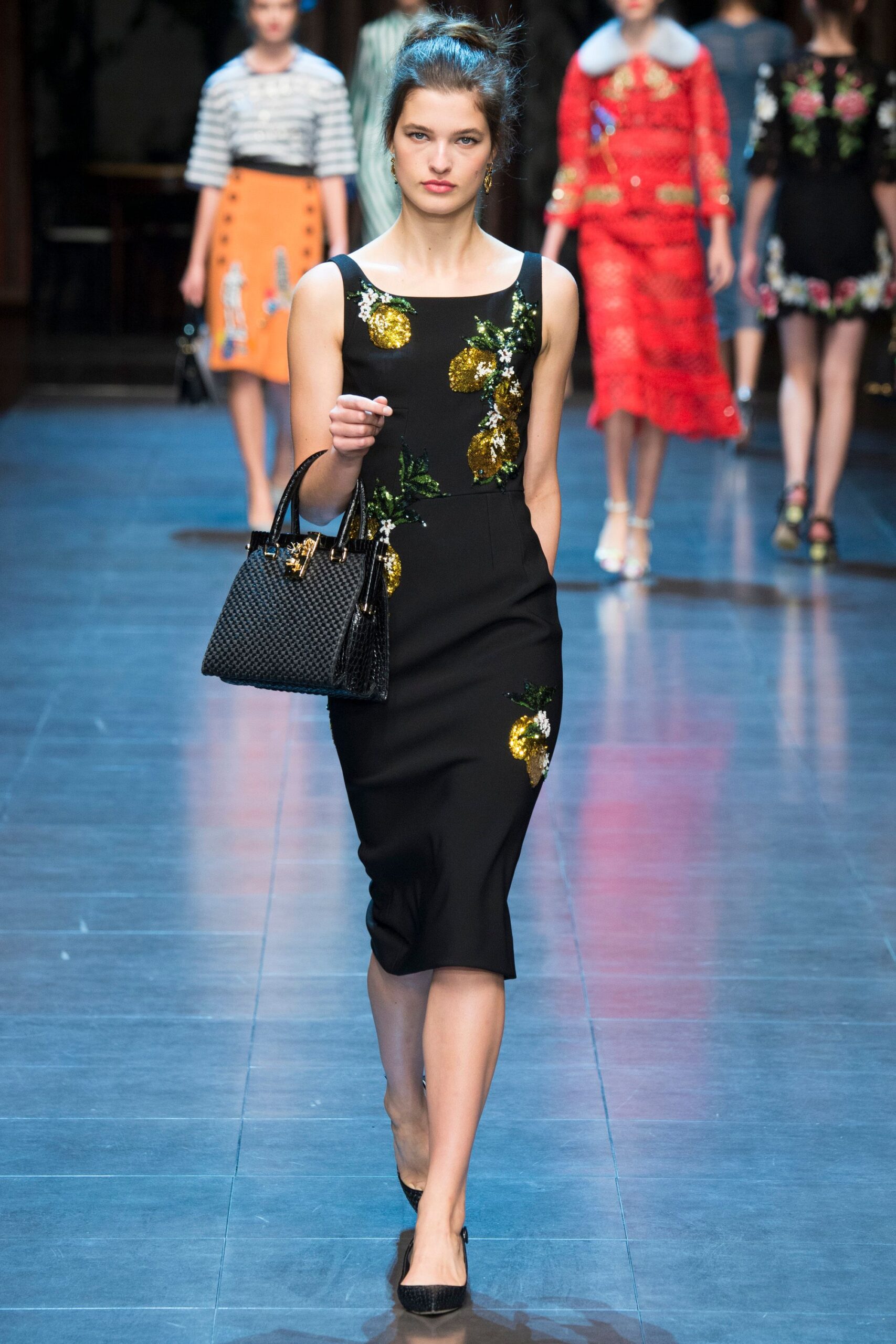 black cotton sleeveless v-neck fitted embroidered midi dress