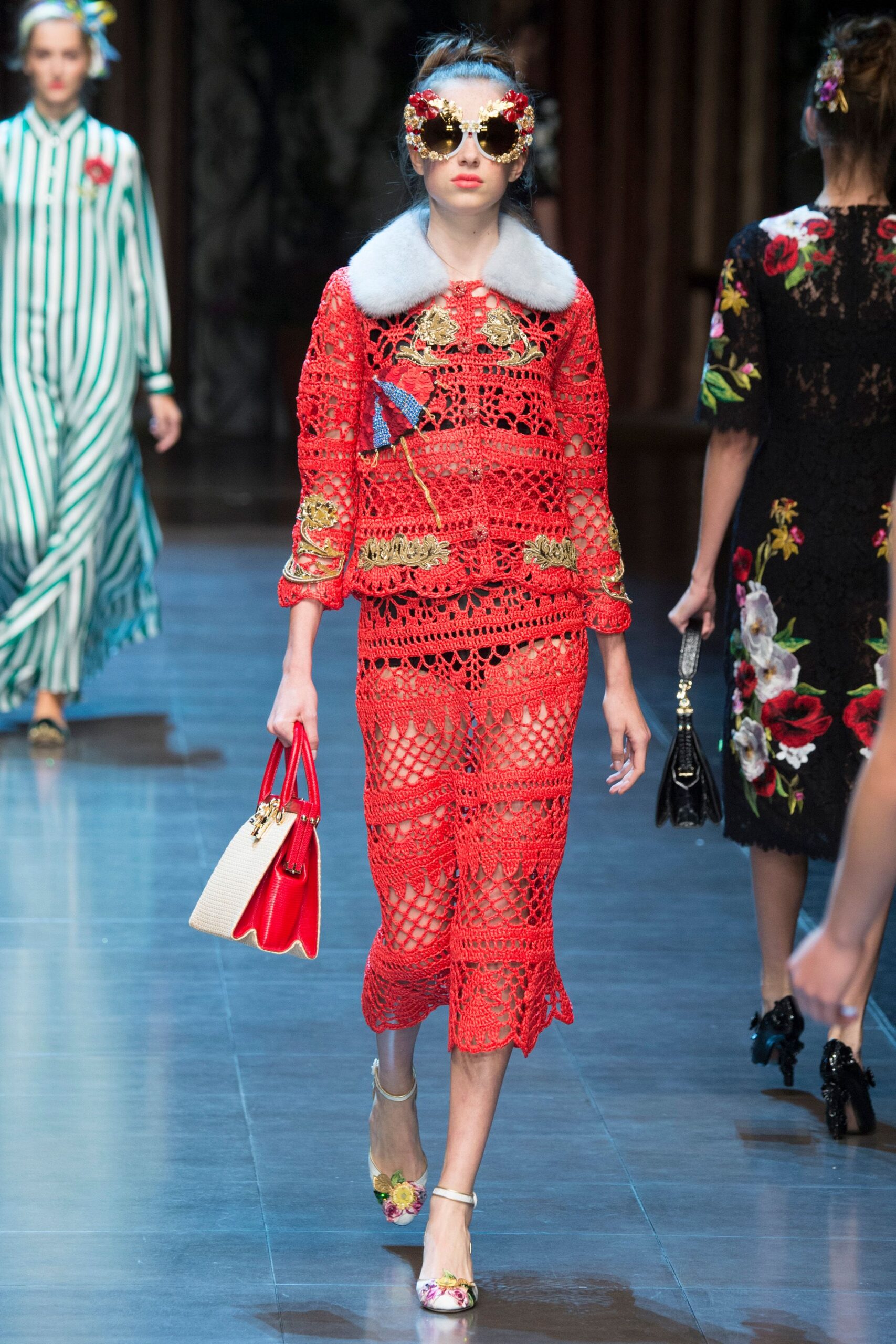 red lace top and skirt