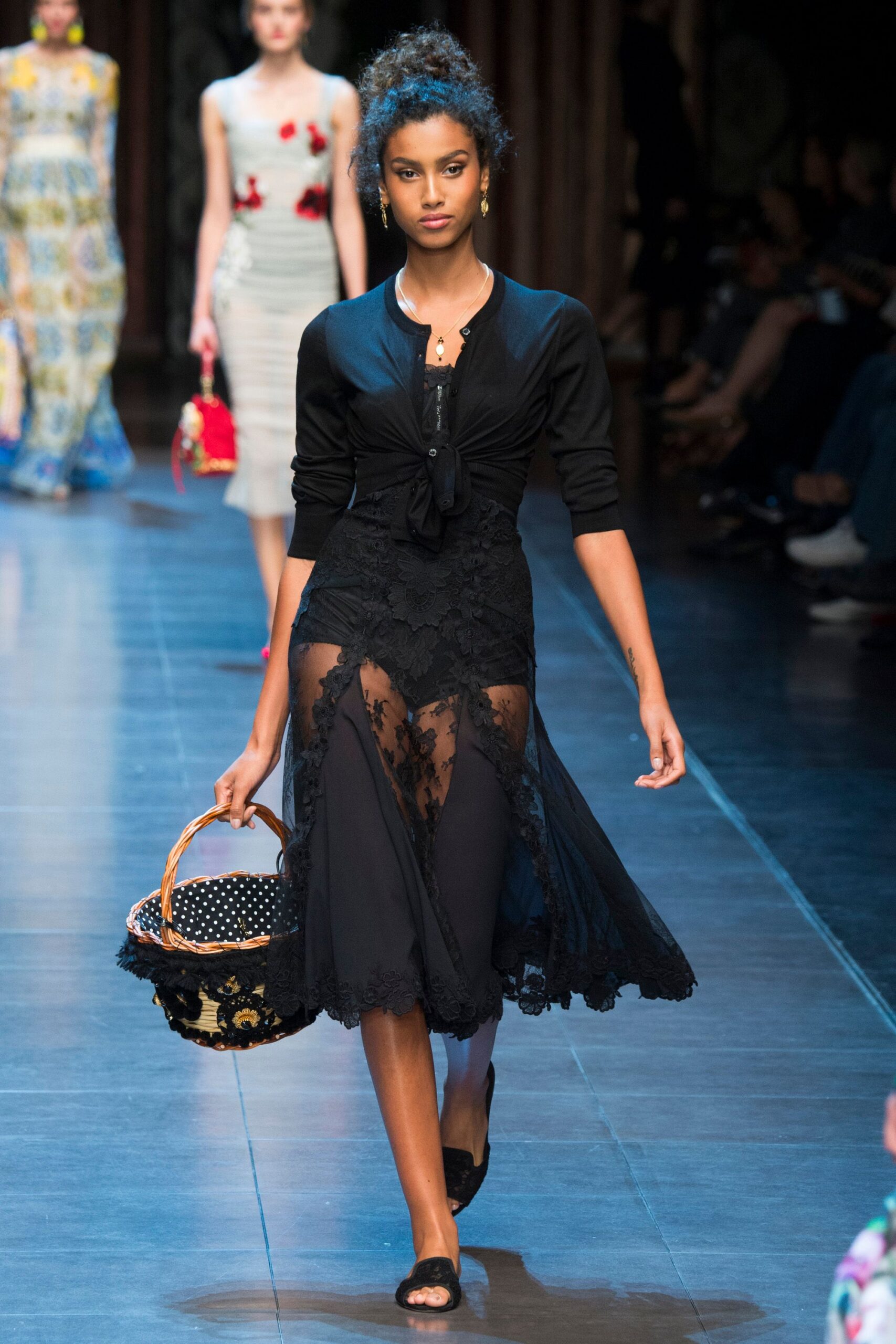 black lace long-sleeve v-neck fitted layered sheer dress