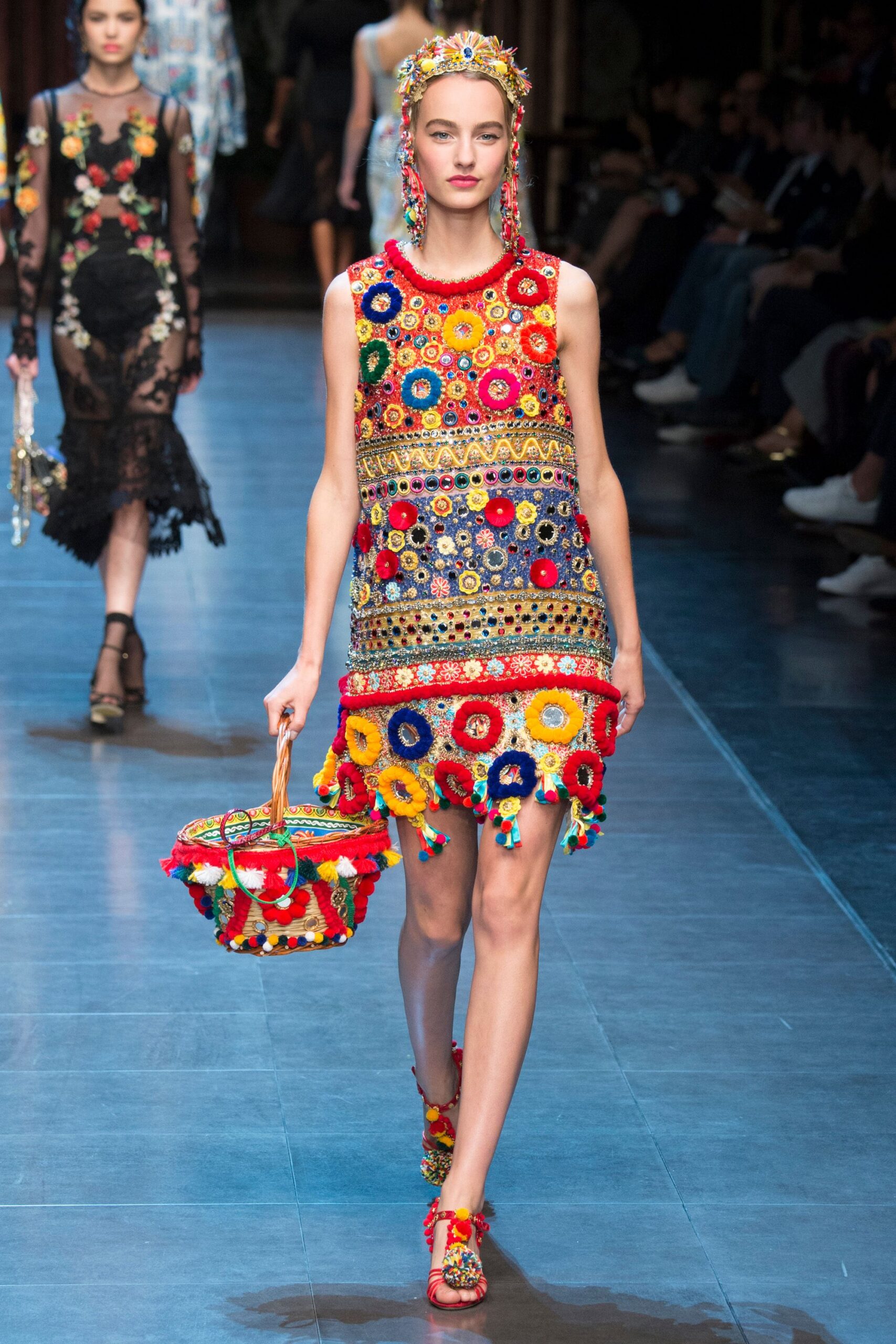 multi cotton sleeveless v-neck fitted embroidered fringed dress
