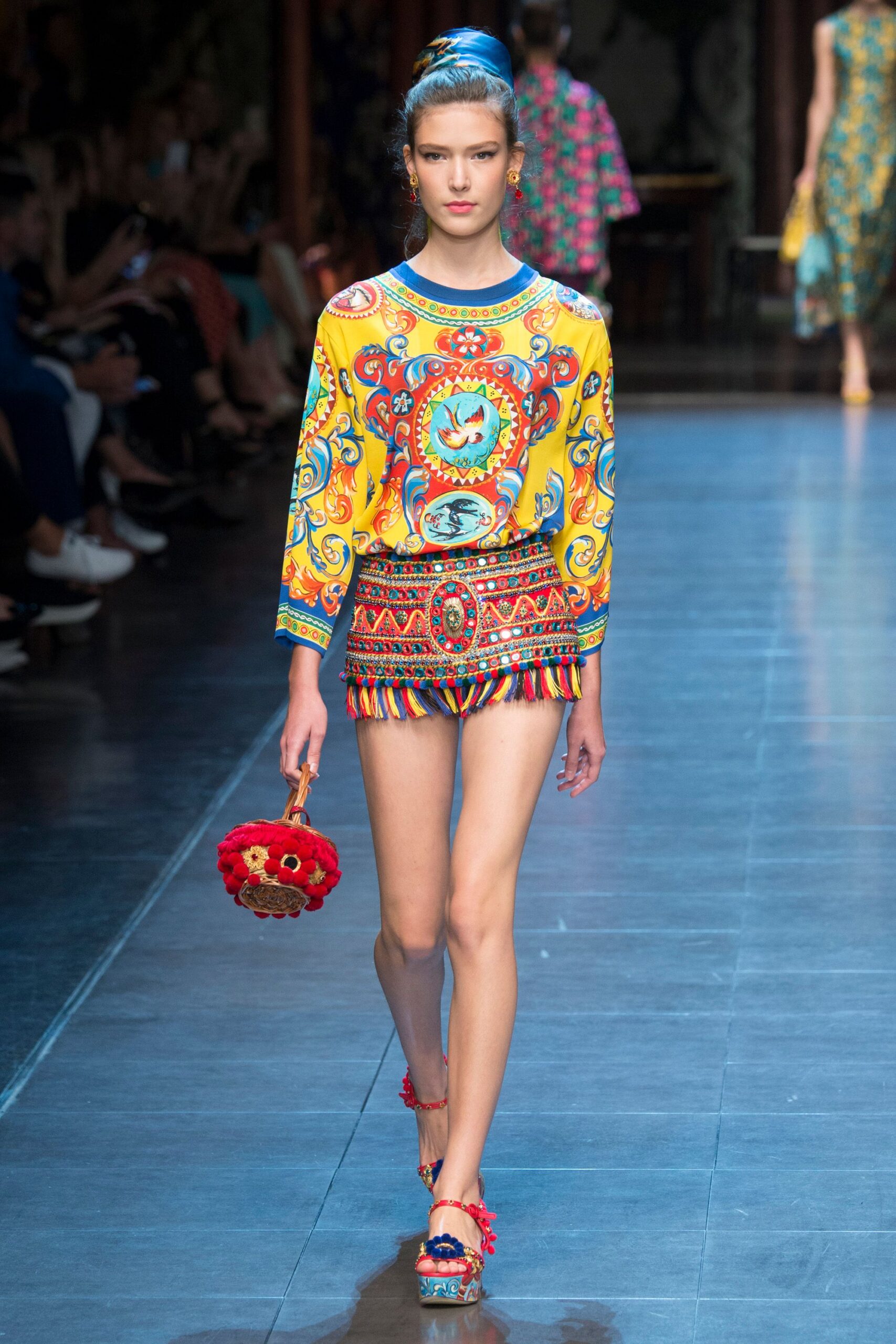 multi cotton fitted fringed mini skirt