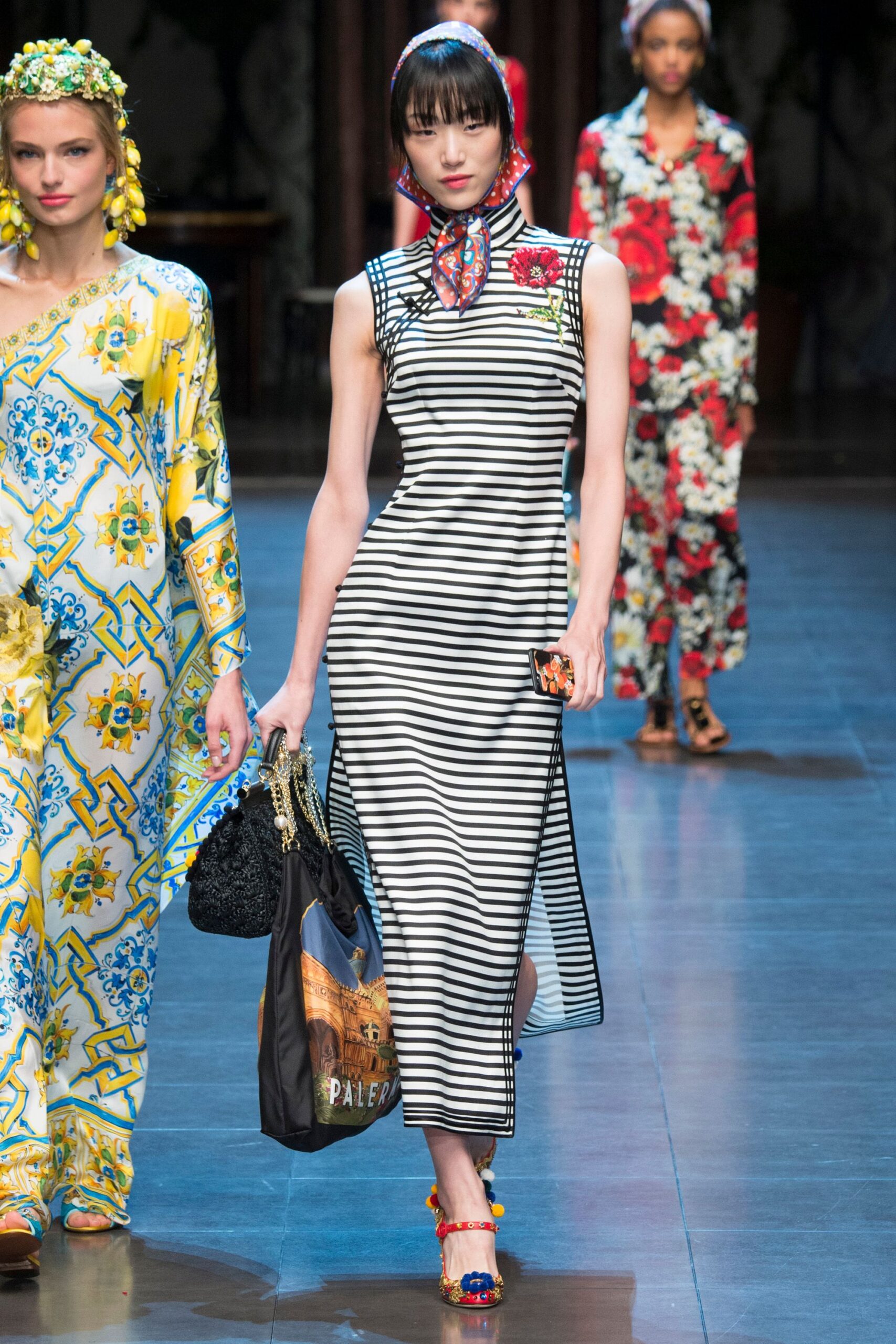 striped fitted midi dress