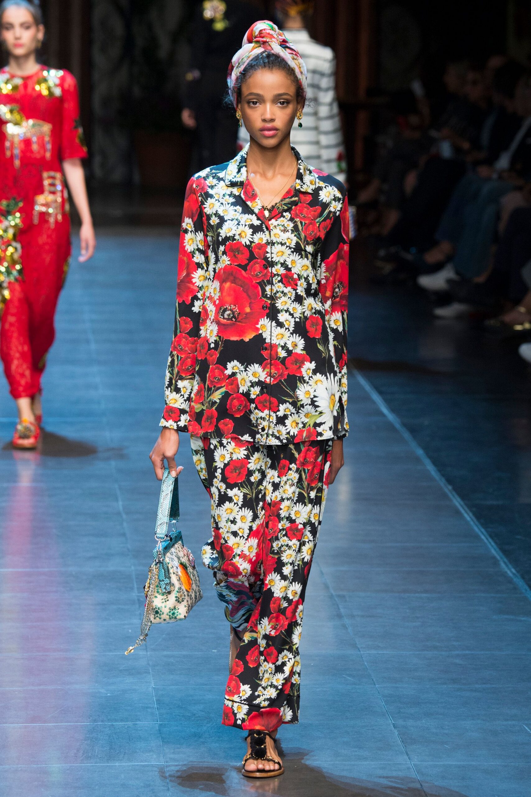 floral shirt and pants outfit