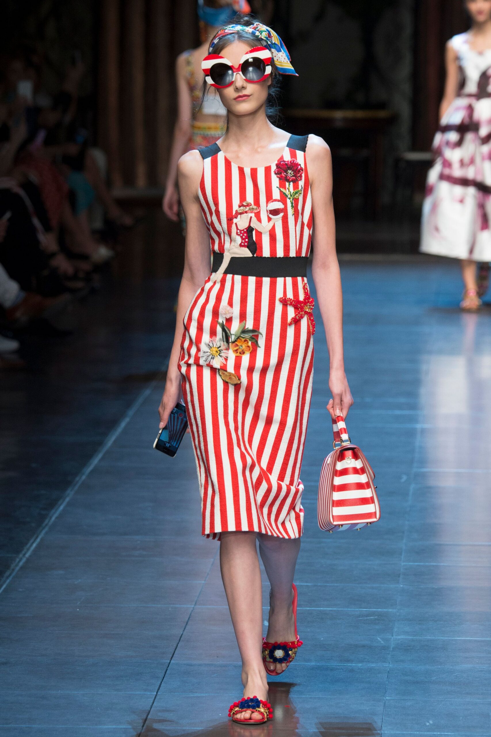 red cotton sleeveless v-neck fitted striped flared dress
