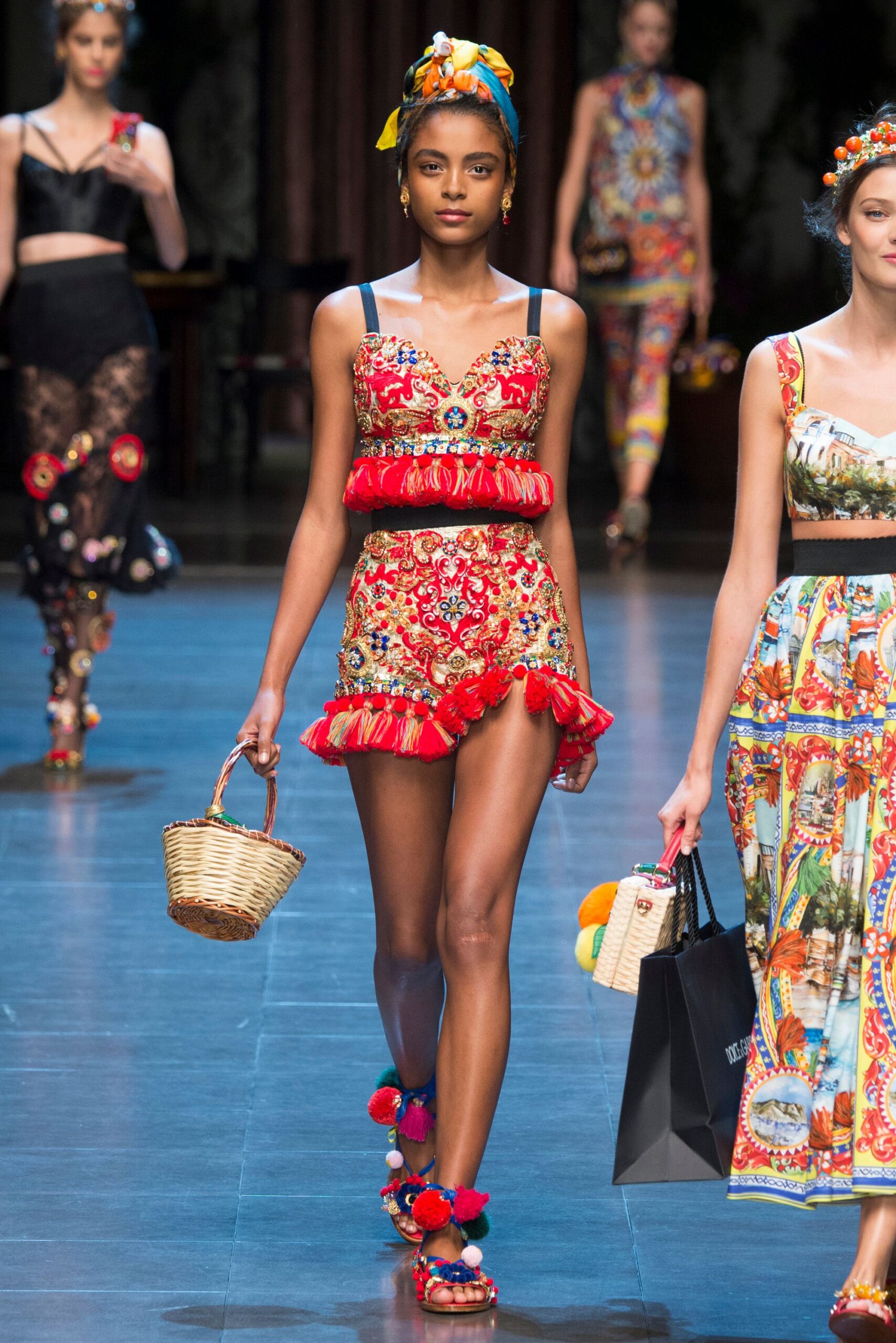 red cotton sleeveless v-neck fitted ruffled embroidered crop-top