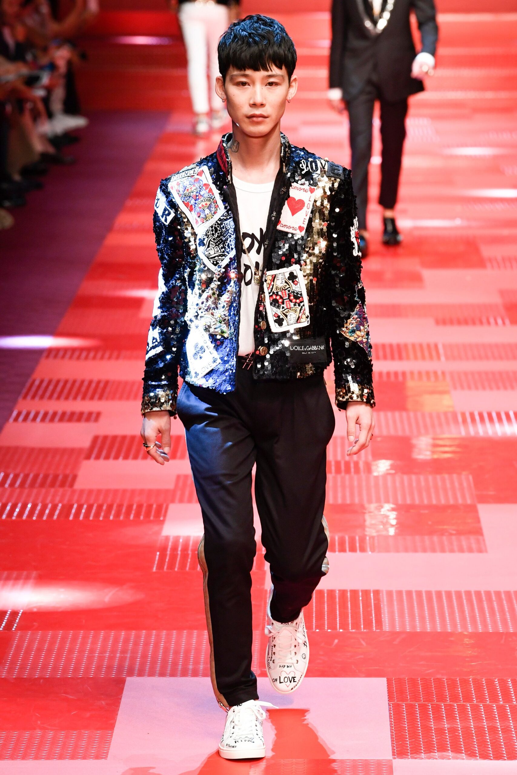 black sequin long-sleeve collared fitted embroidered zippered jacket