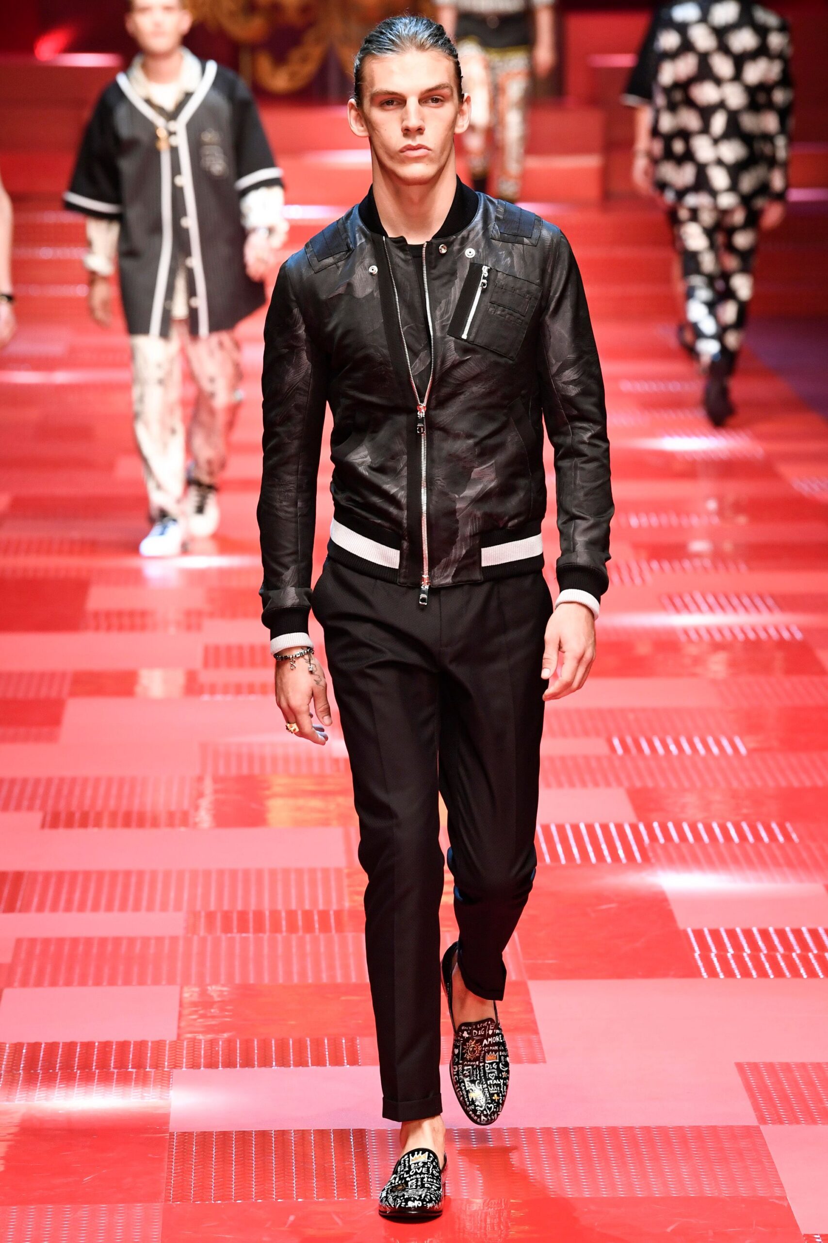 black leather jacket and pants