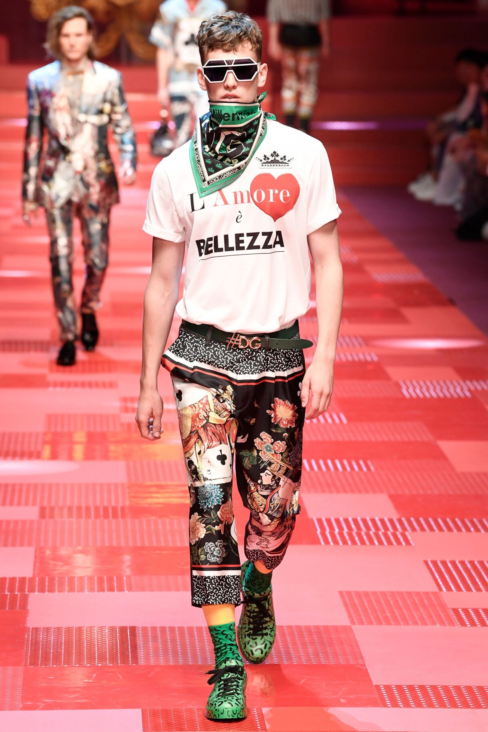 multi cotton fitted printed pants