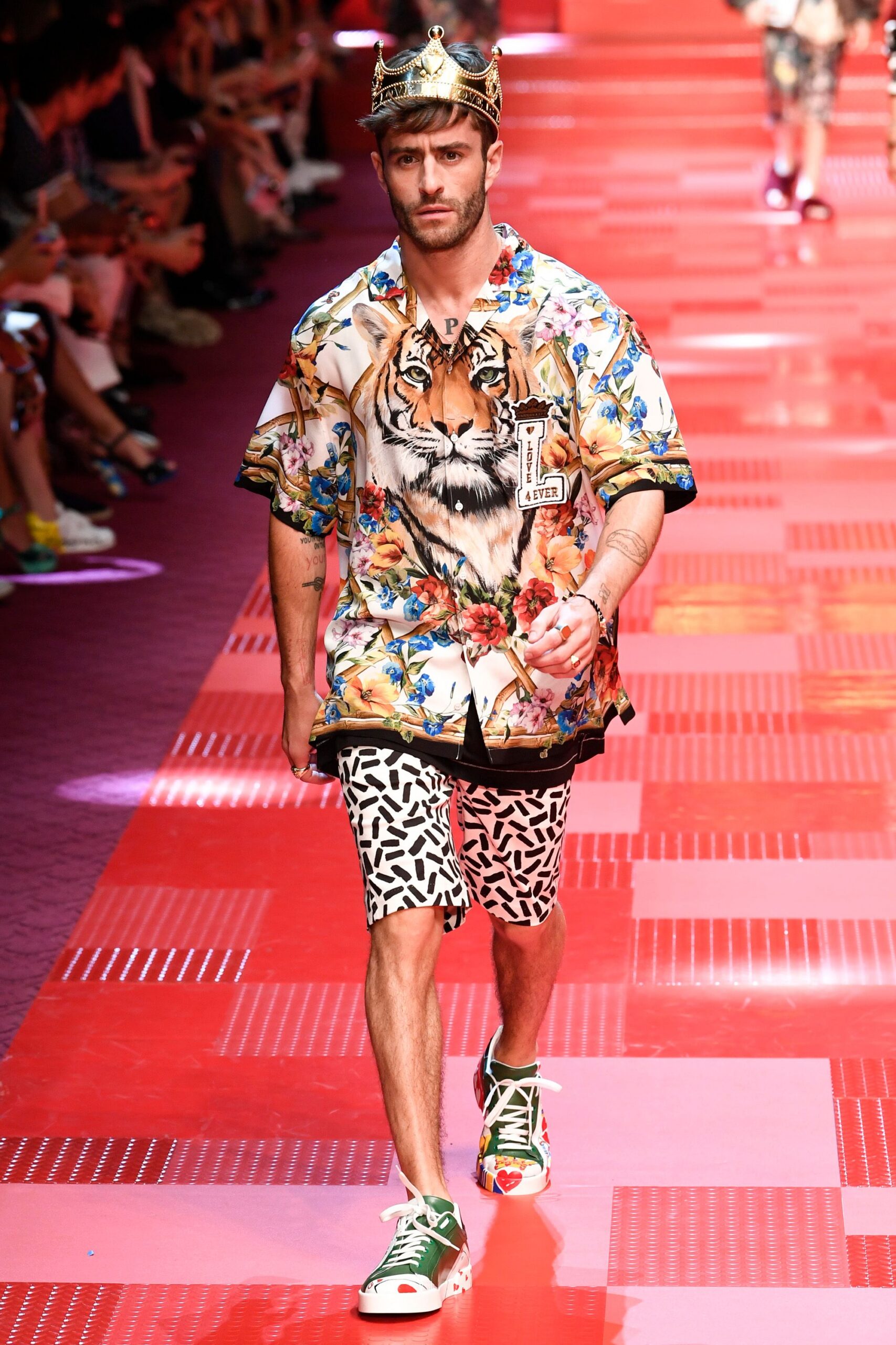 multi cotton short-sleeve collared relaxed printed shirt