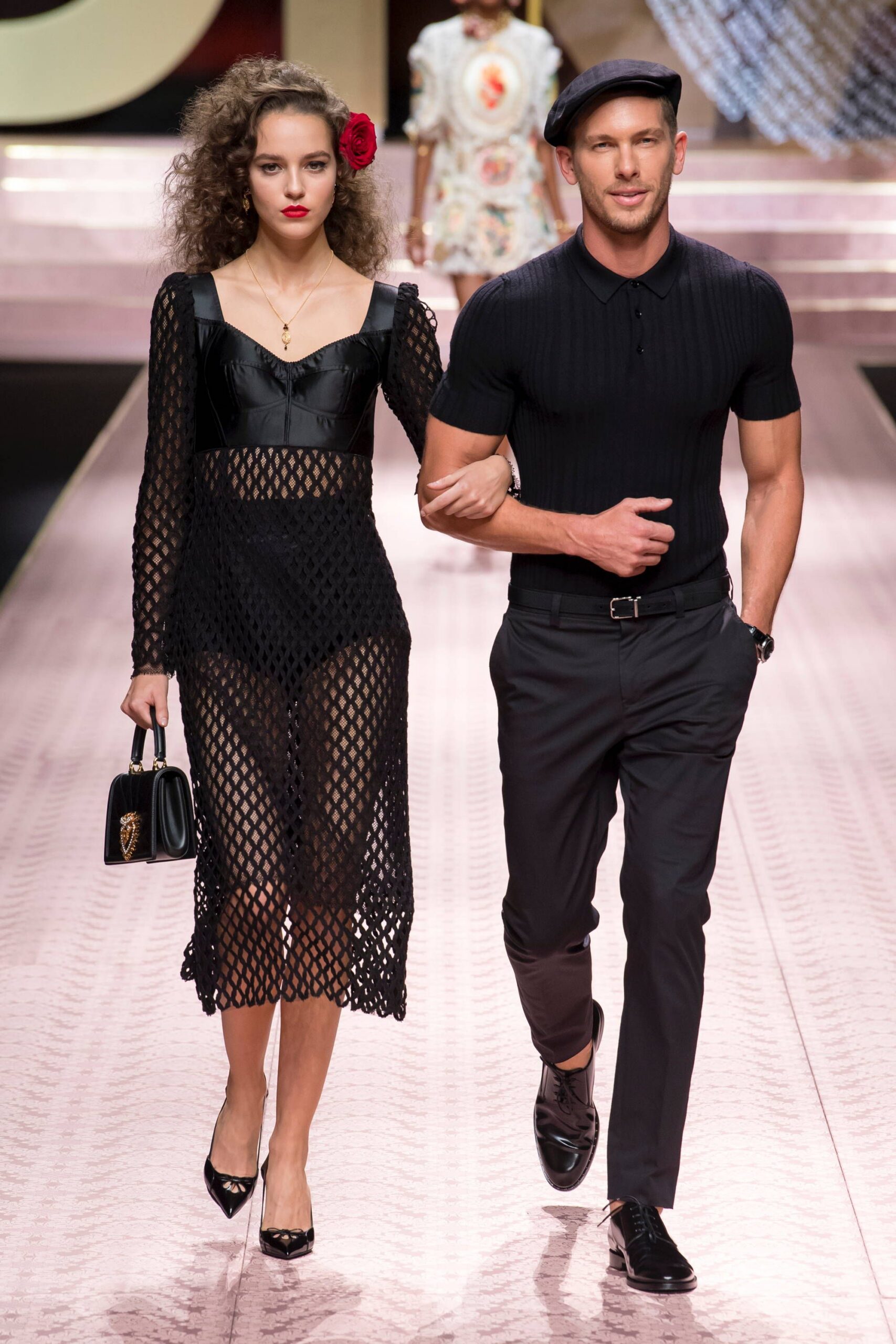black mesh midi dress