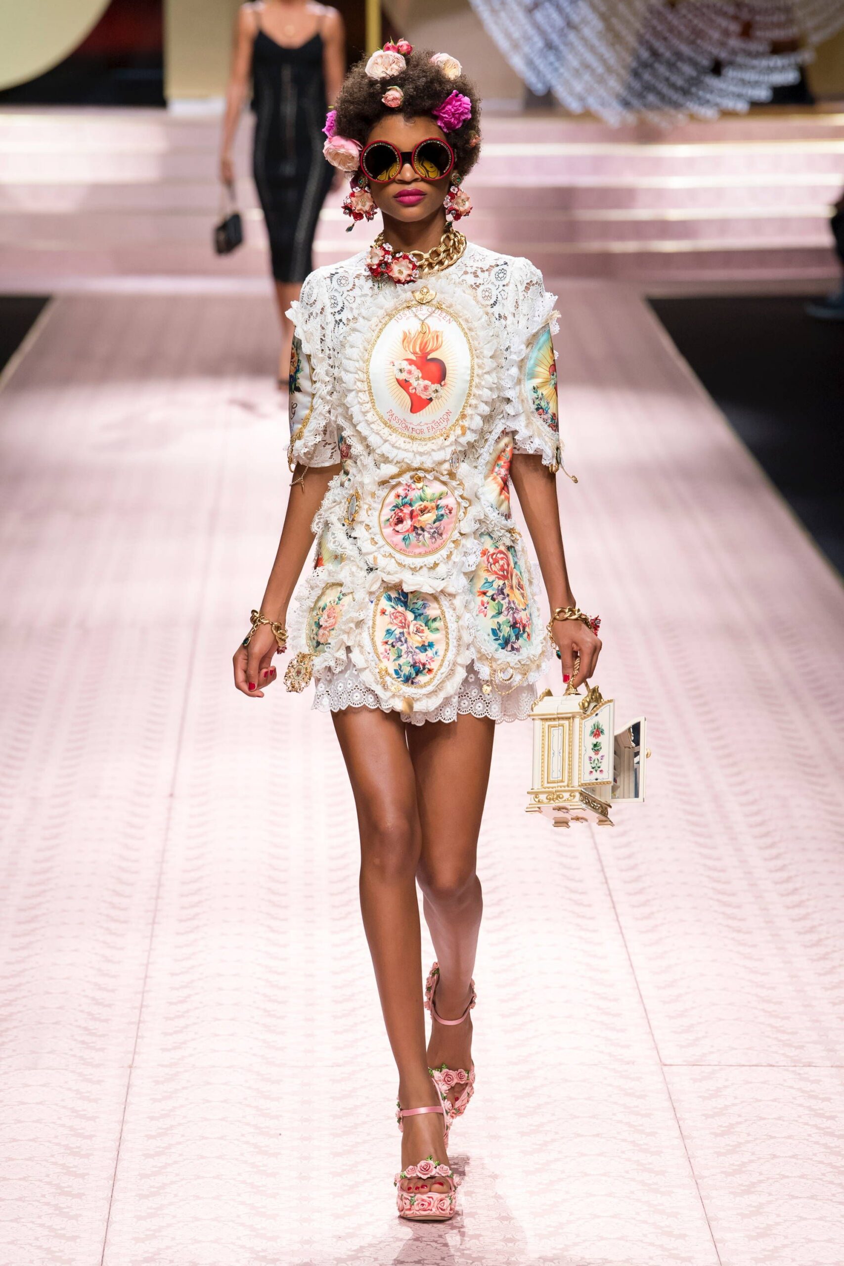 white multi embroidered mini-dress