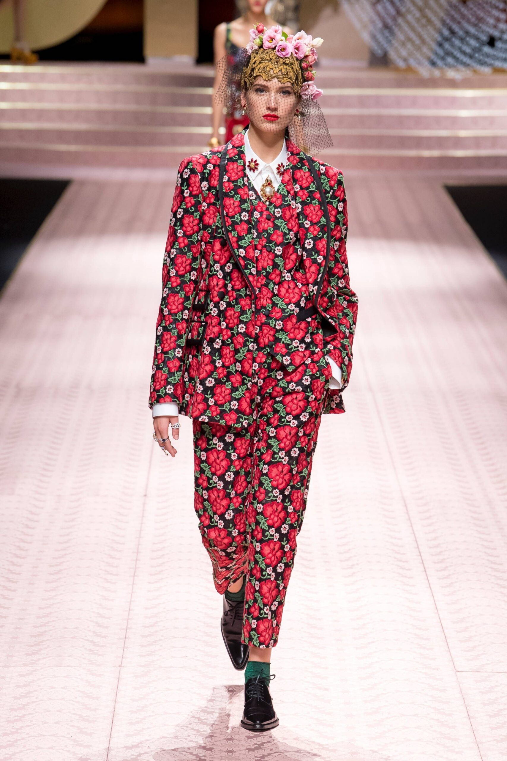 floral tailored suit with hat