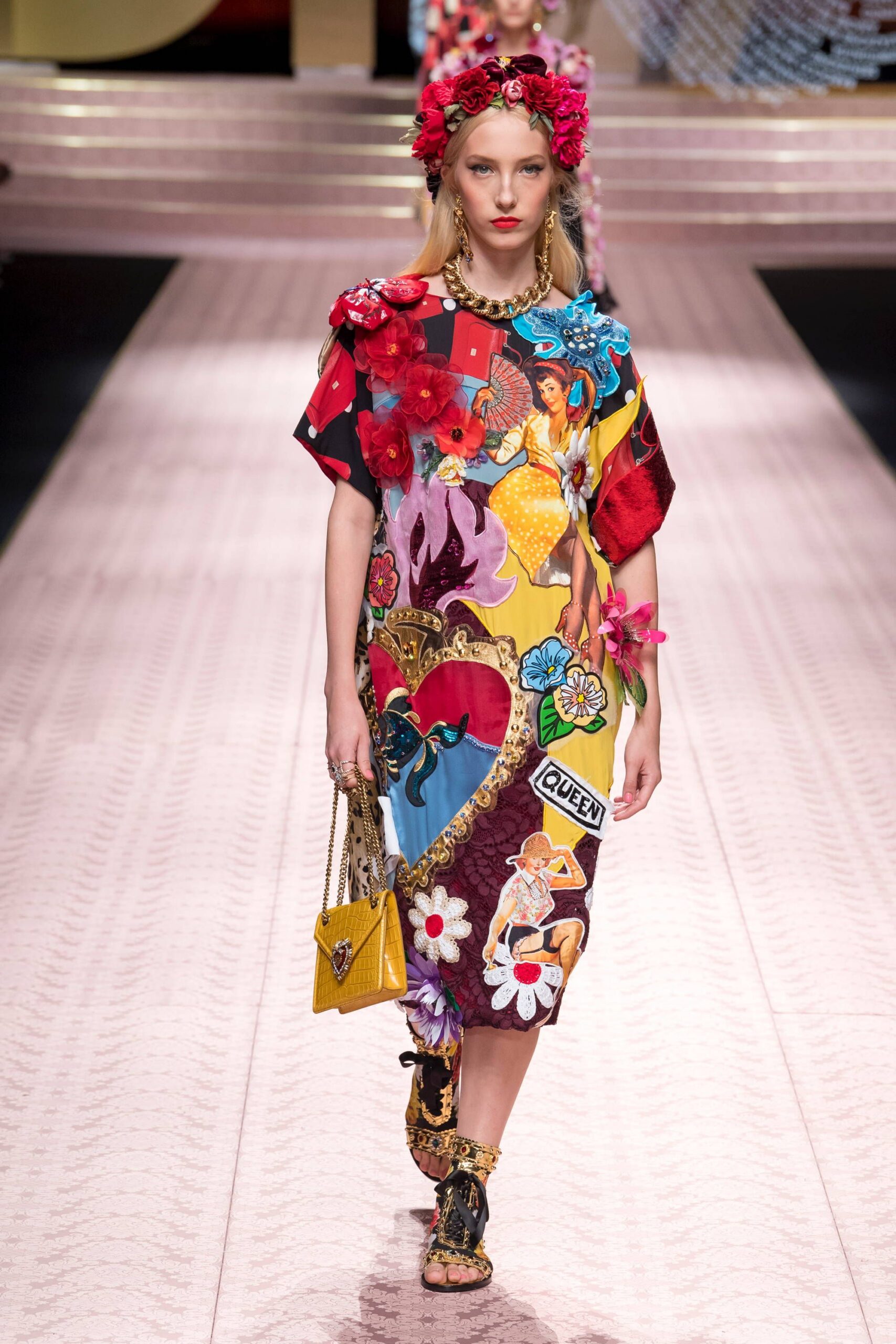 colorful printed midi dress
