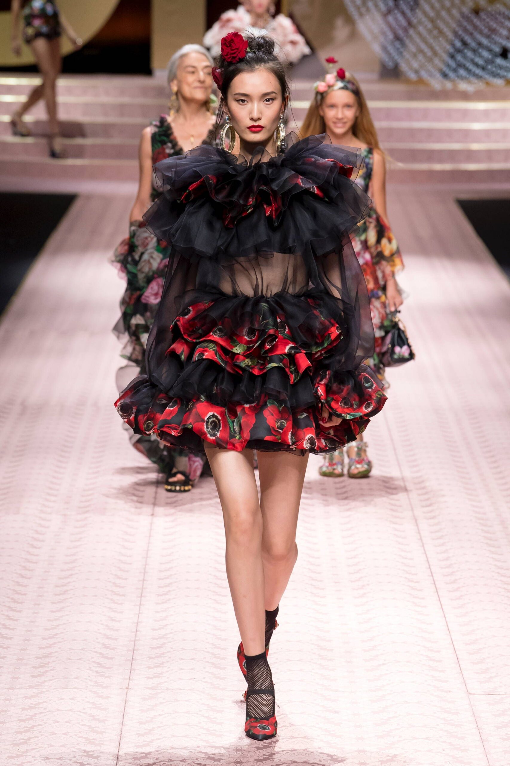 black and red ruffled mini dress