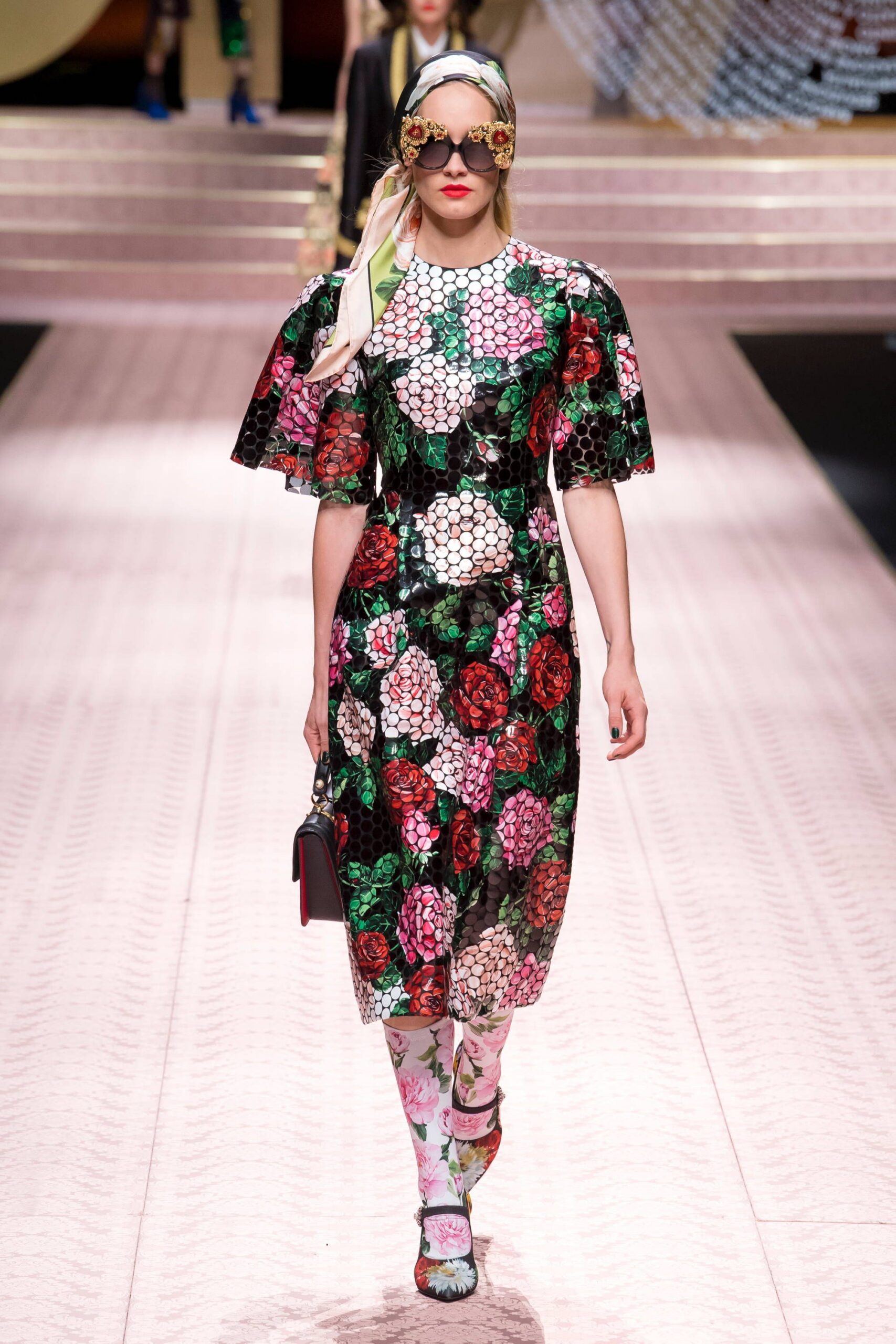 floral printed midi dress with pants