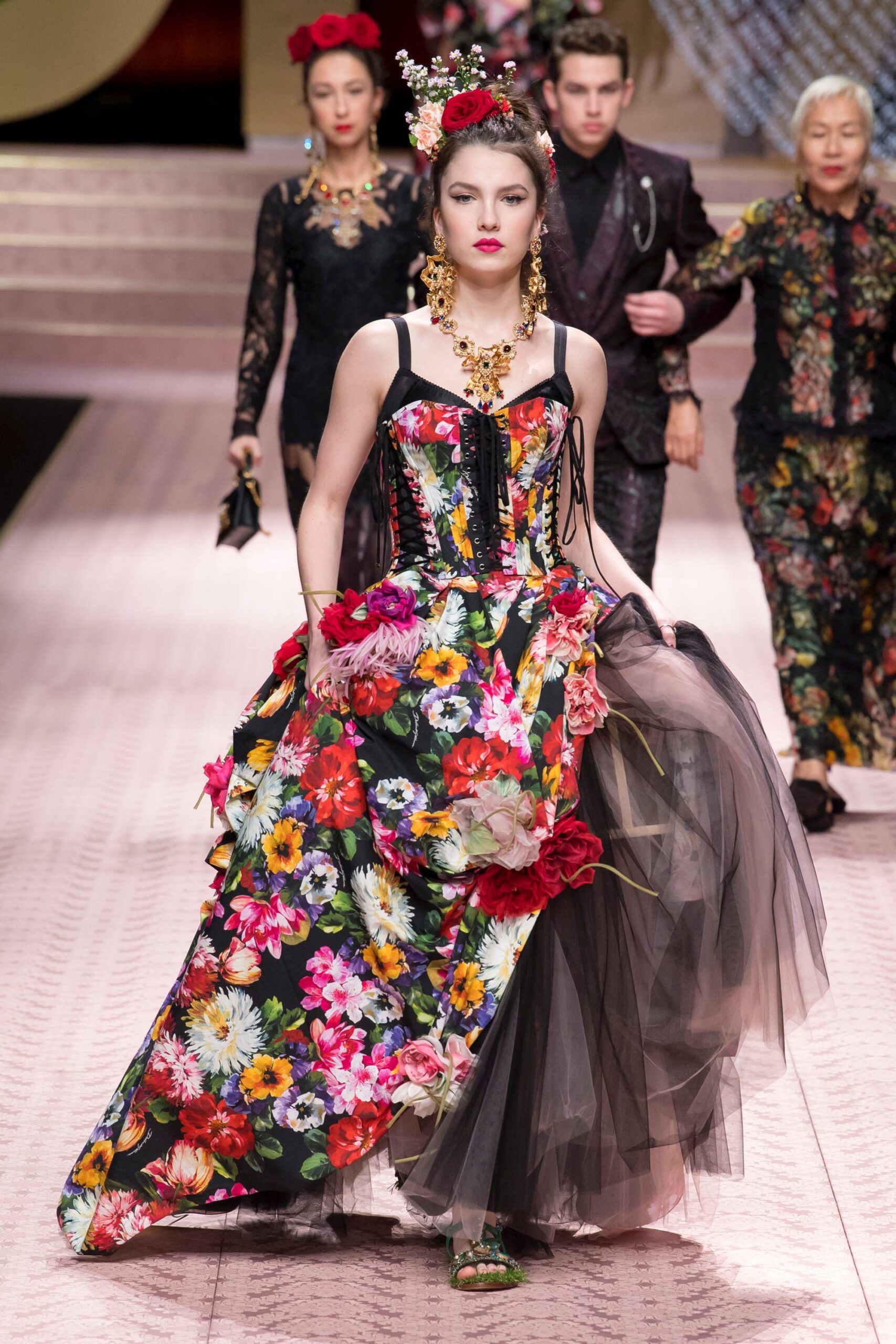 floral black maxi gown