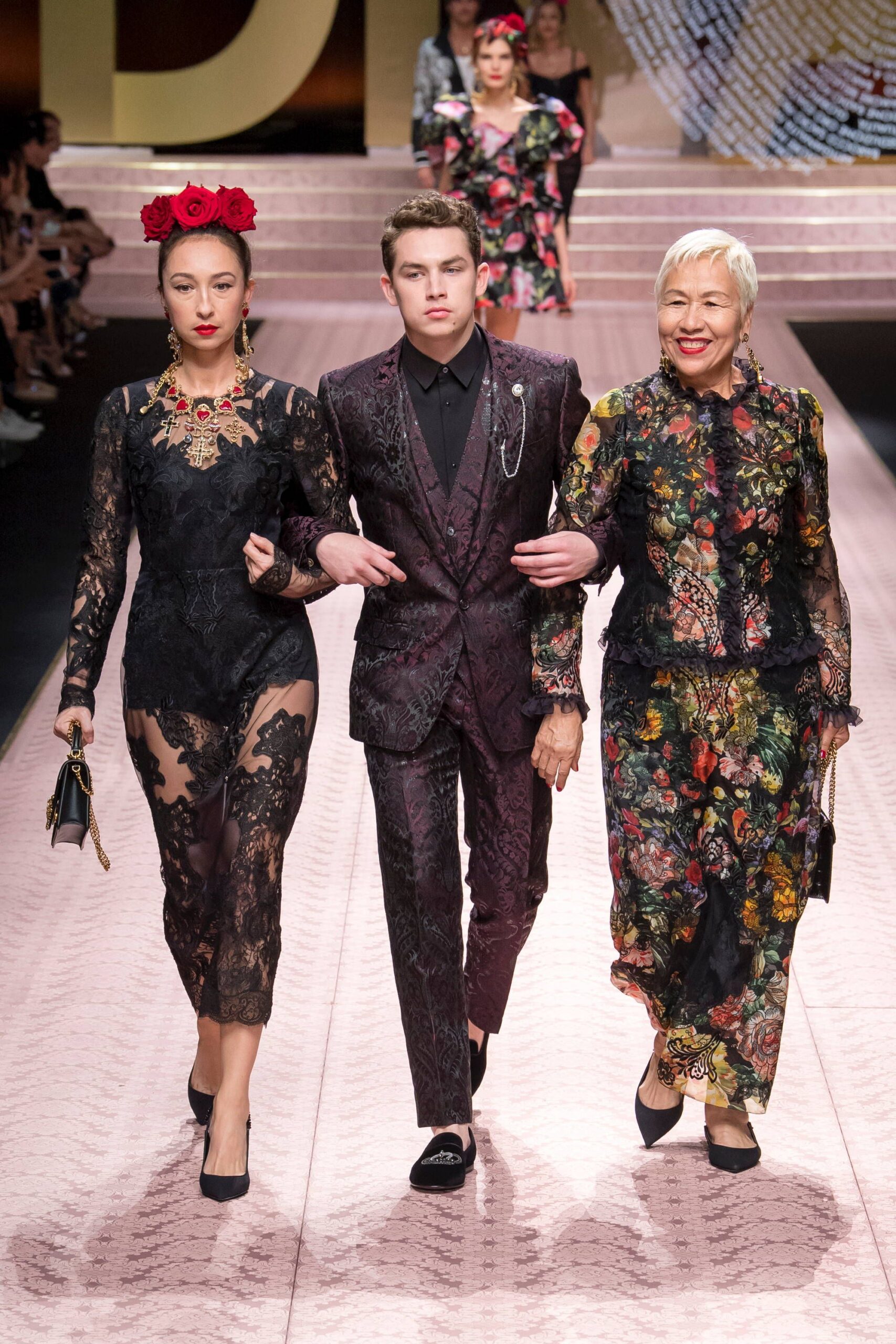 black lace midi dress with embroidery