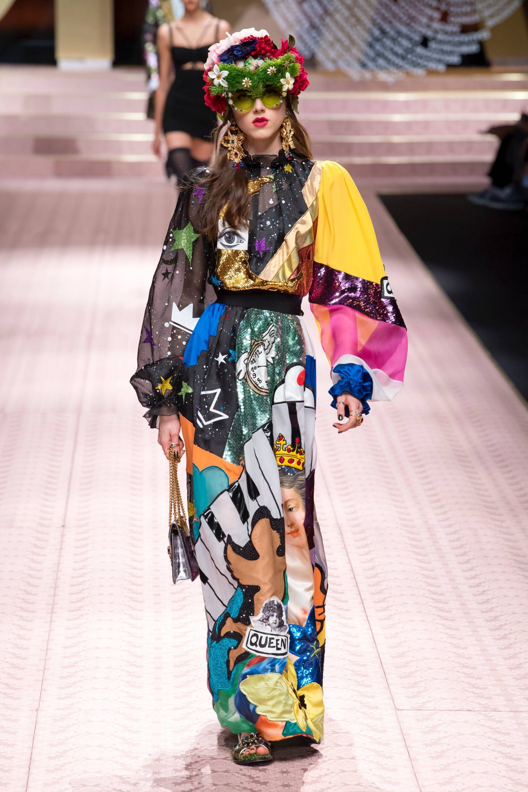 multi-colored printed maxi dress