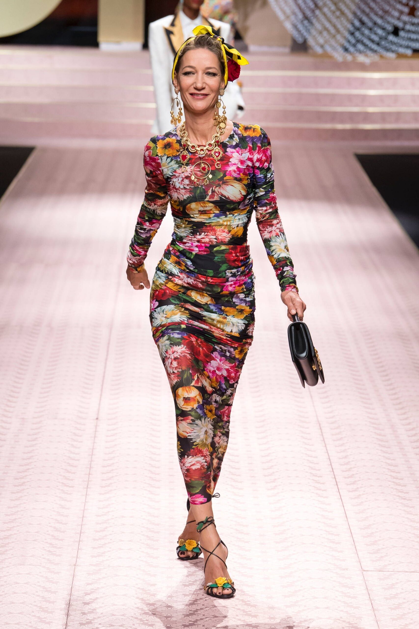 multi-colored floral midi dress