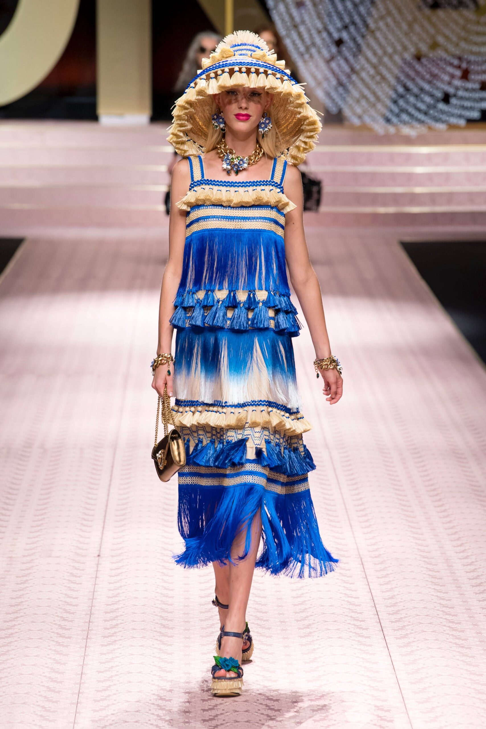 blue tiered fringed dress
