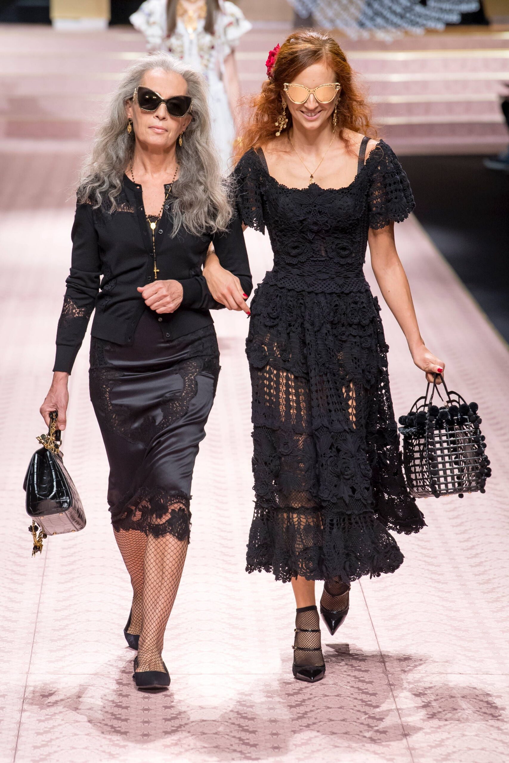 black lace blouse and skirt