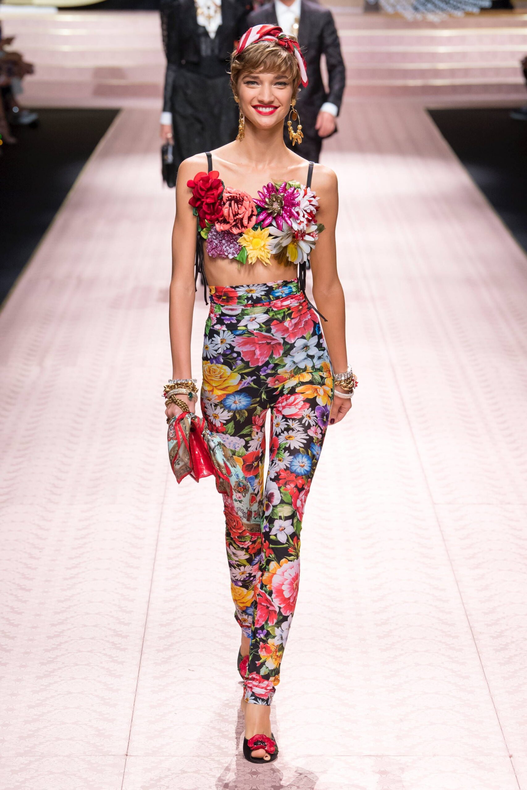 floral top and fitted pants