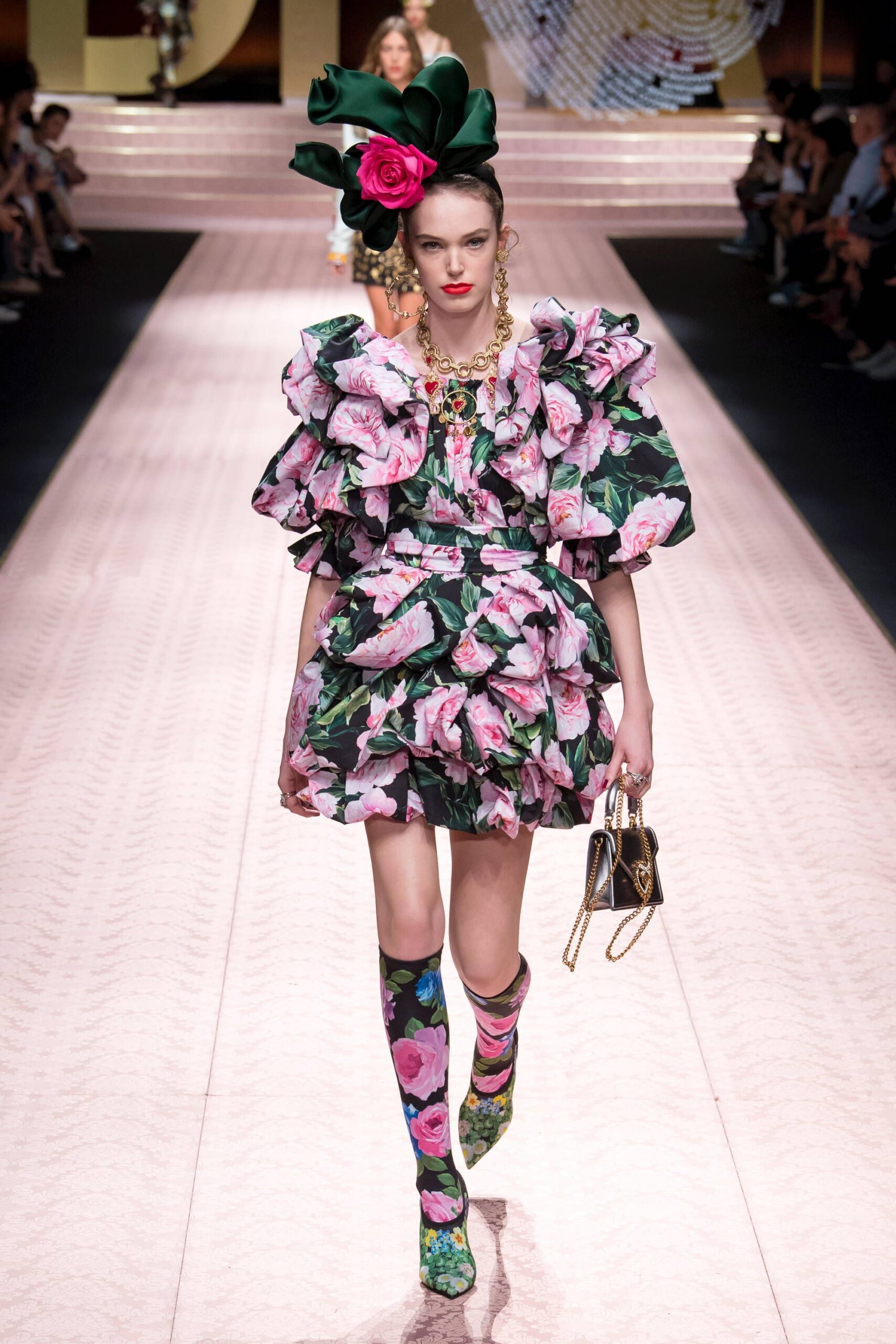 floral mini-dress with accessories
