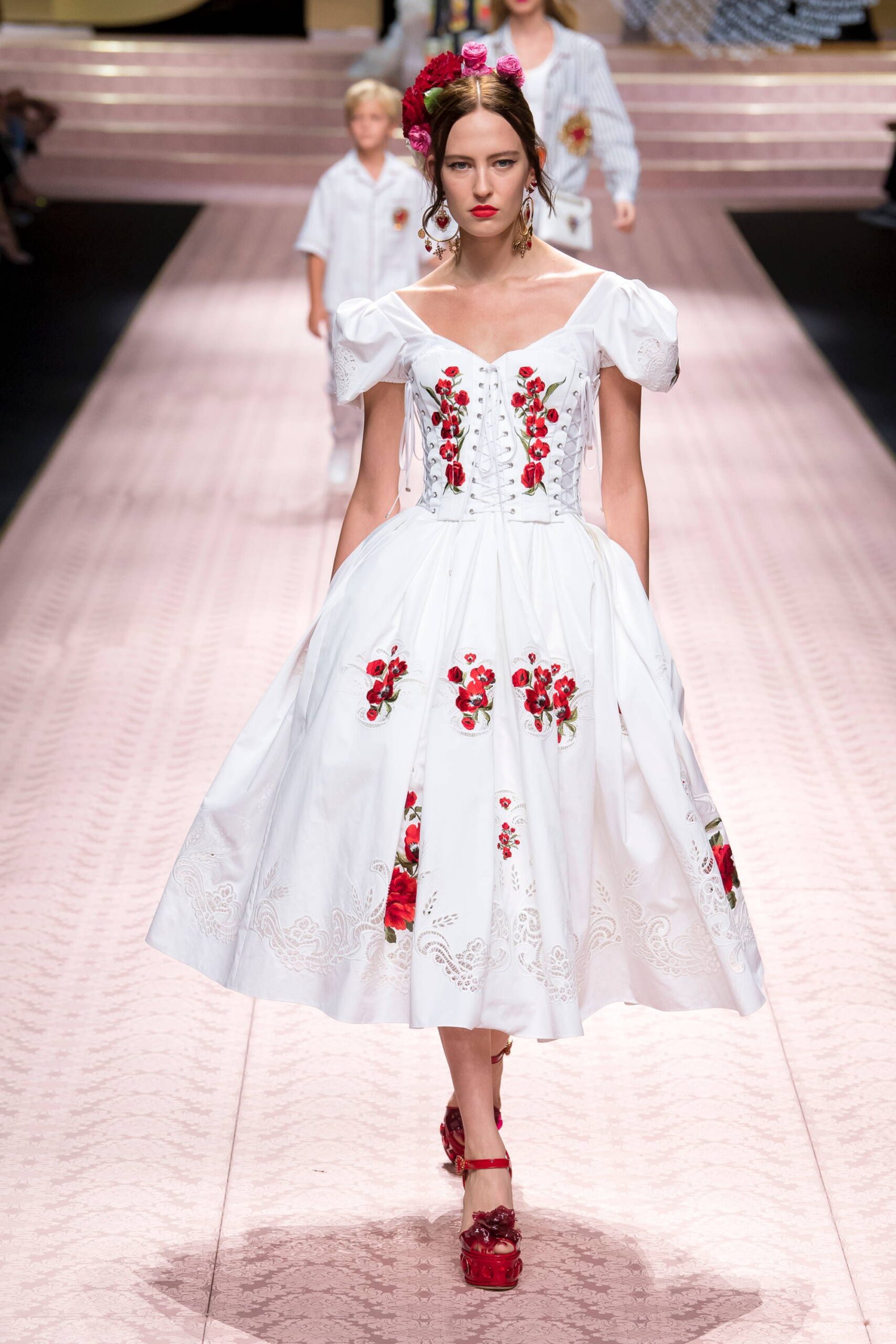 white embroidered midi dress