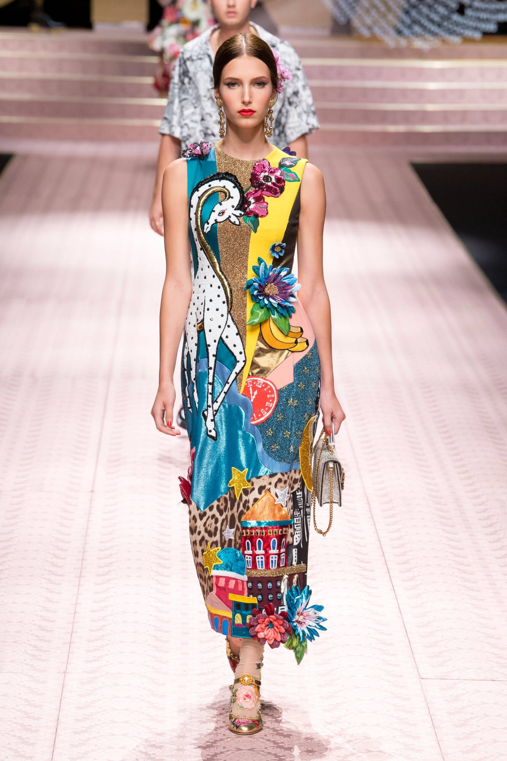 multi-colored embellished midi dress