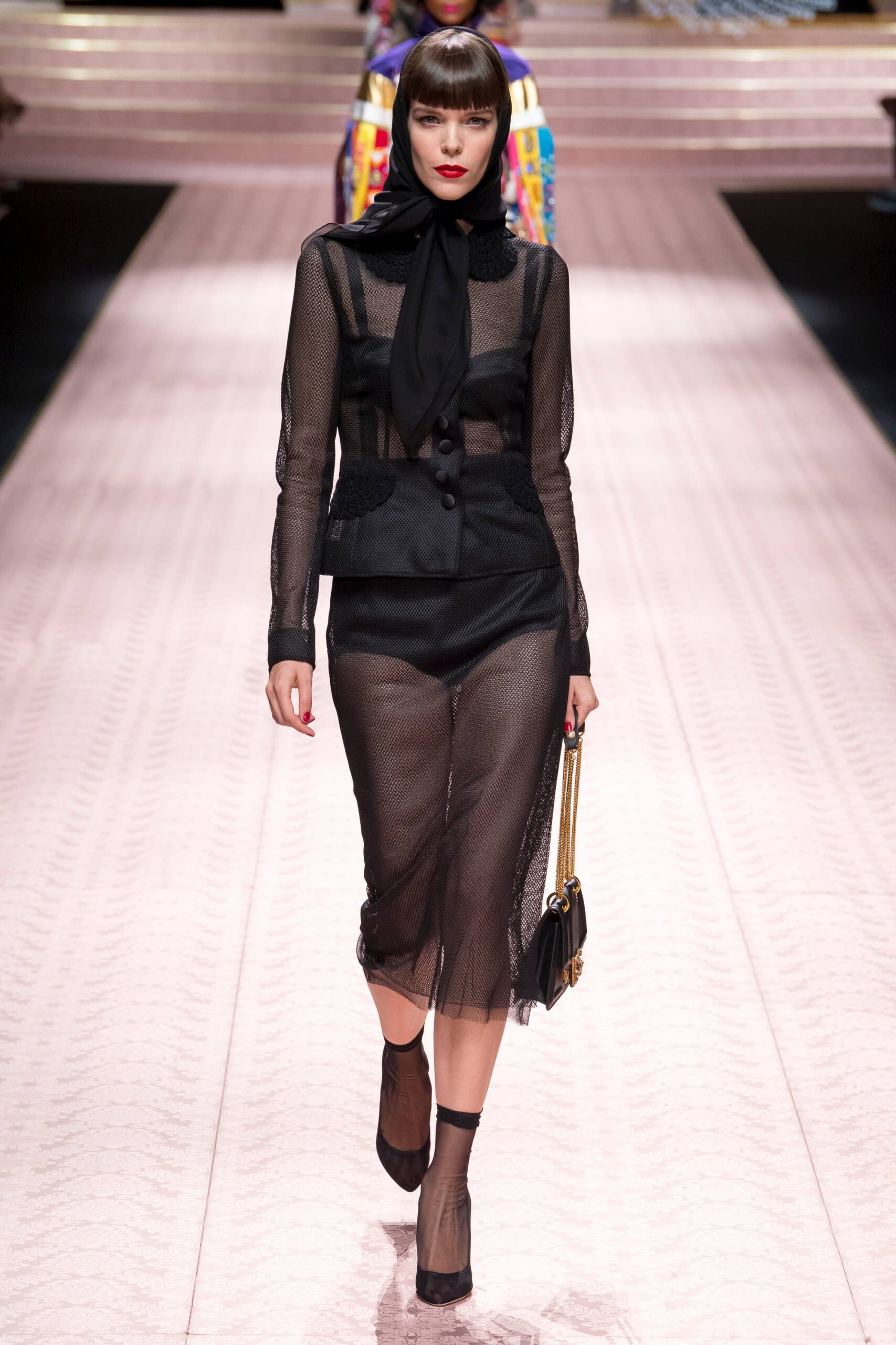 black mesh top and skirt