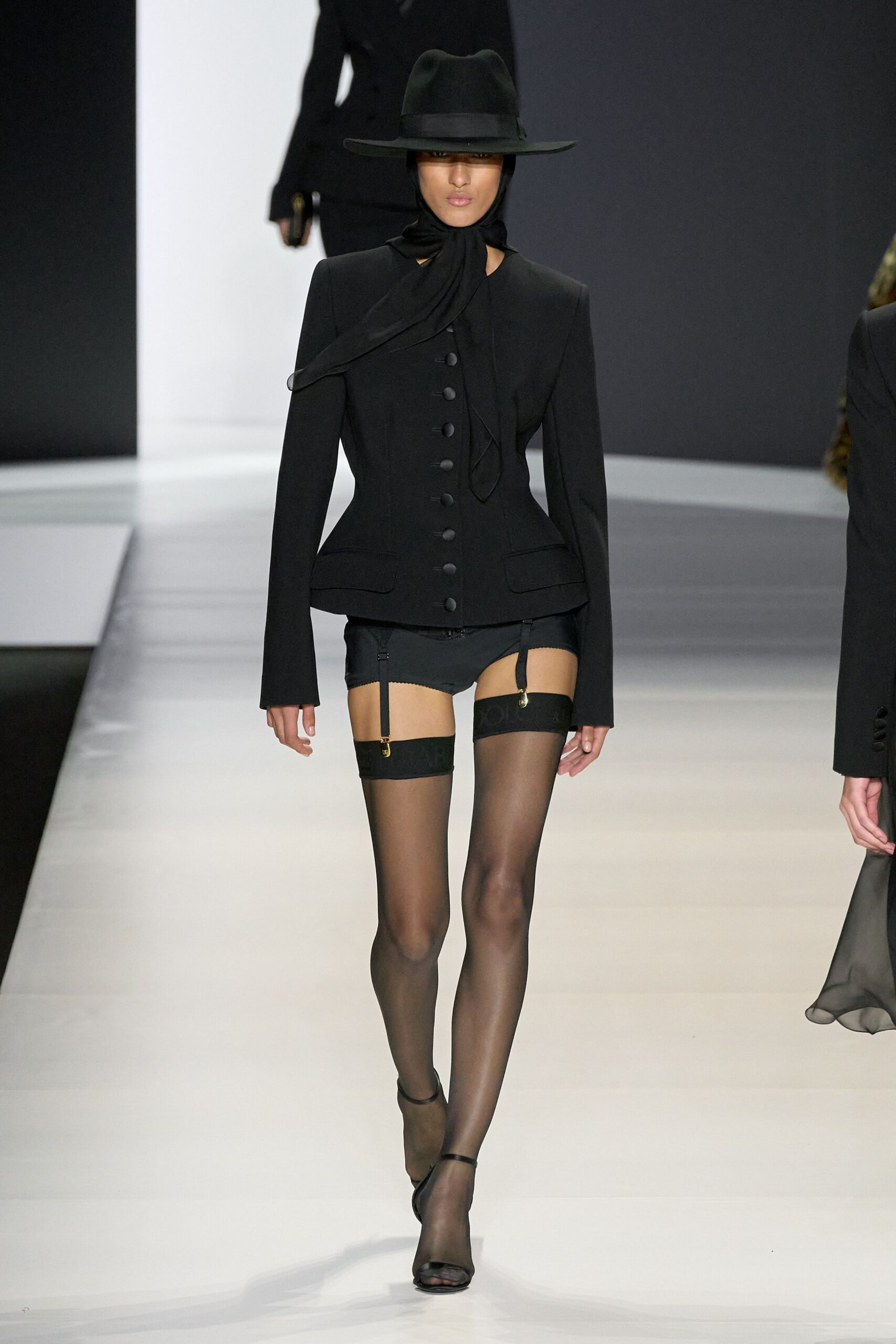 black wool long-sleeve collared structured buttoned blazer