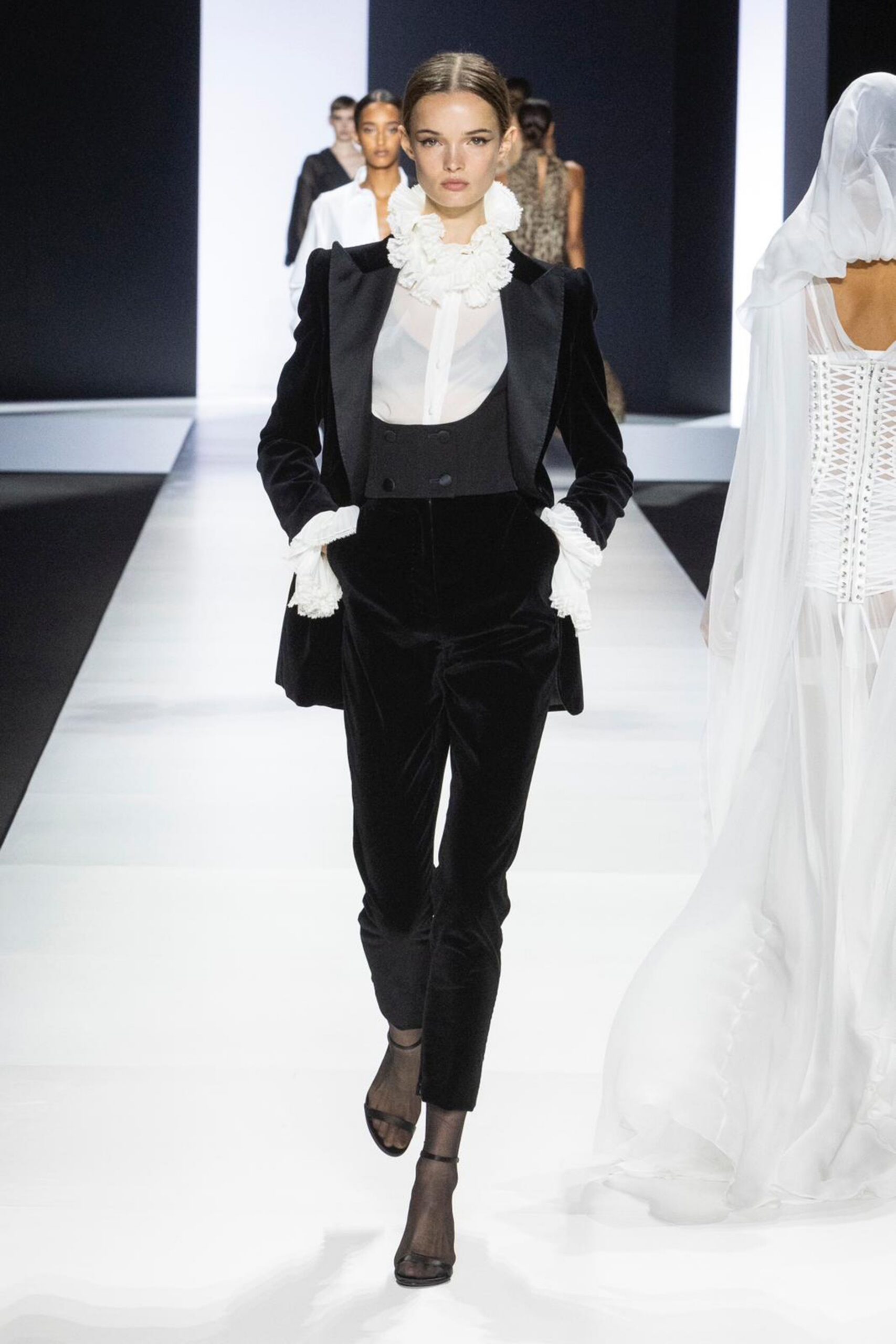 black velvet tailored suit