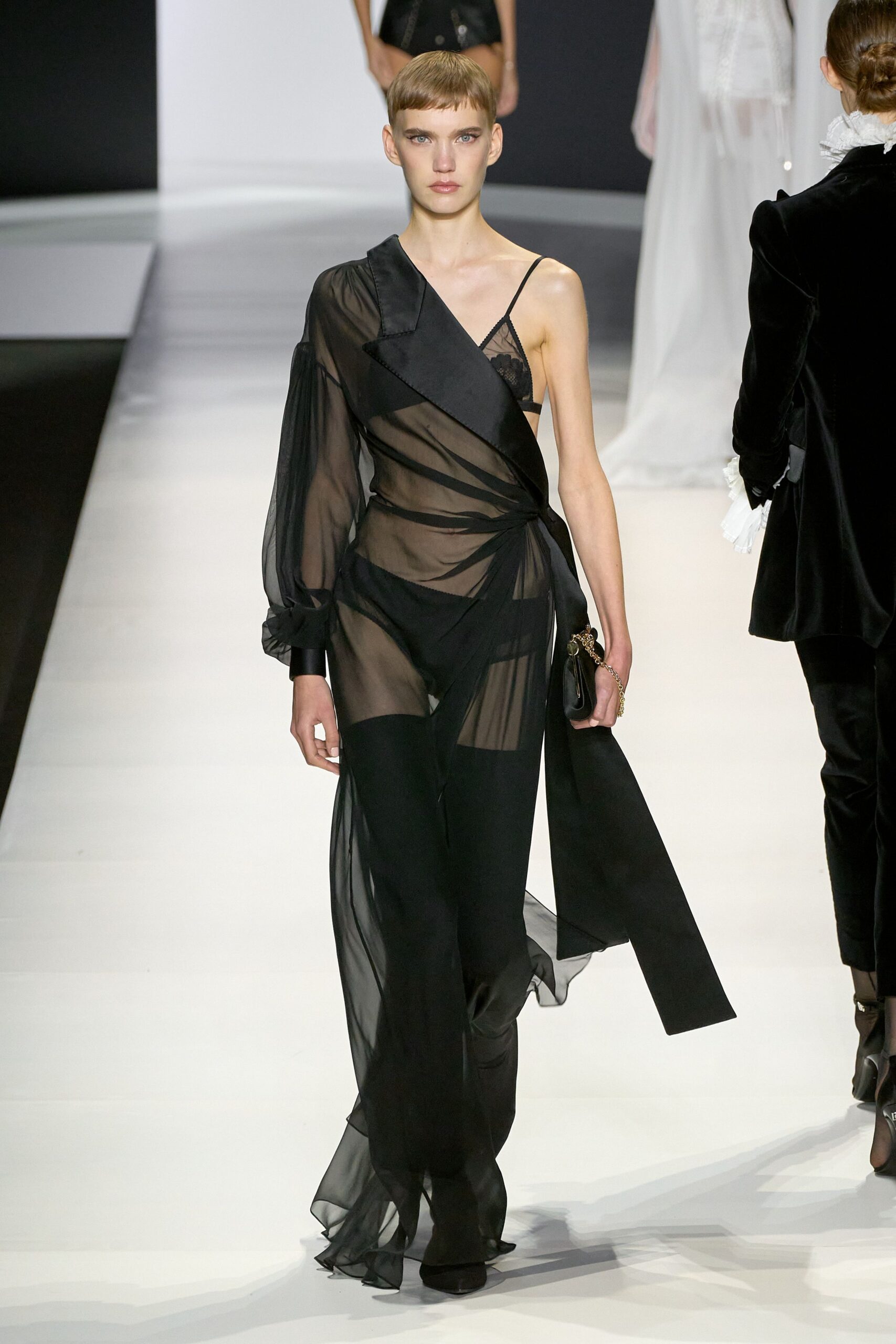 black silk sleeveless v-neck fitted draped sheer jumpsuit