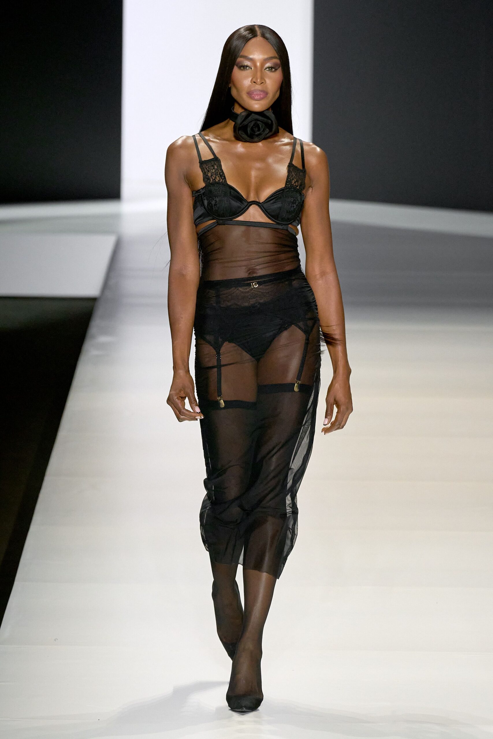 black sheer midi dress